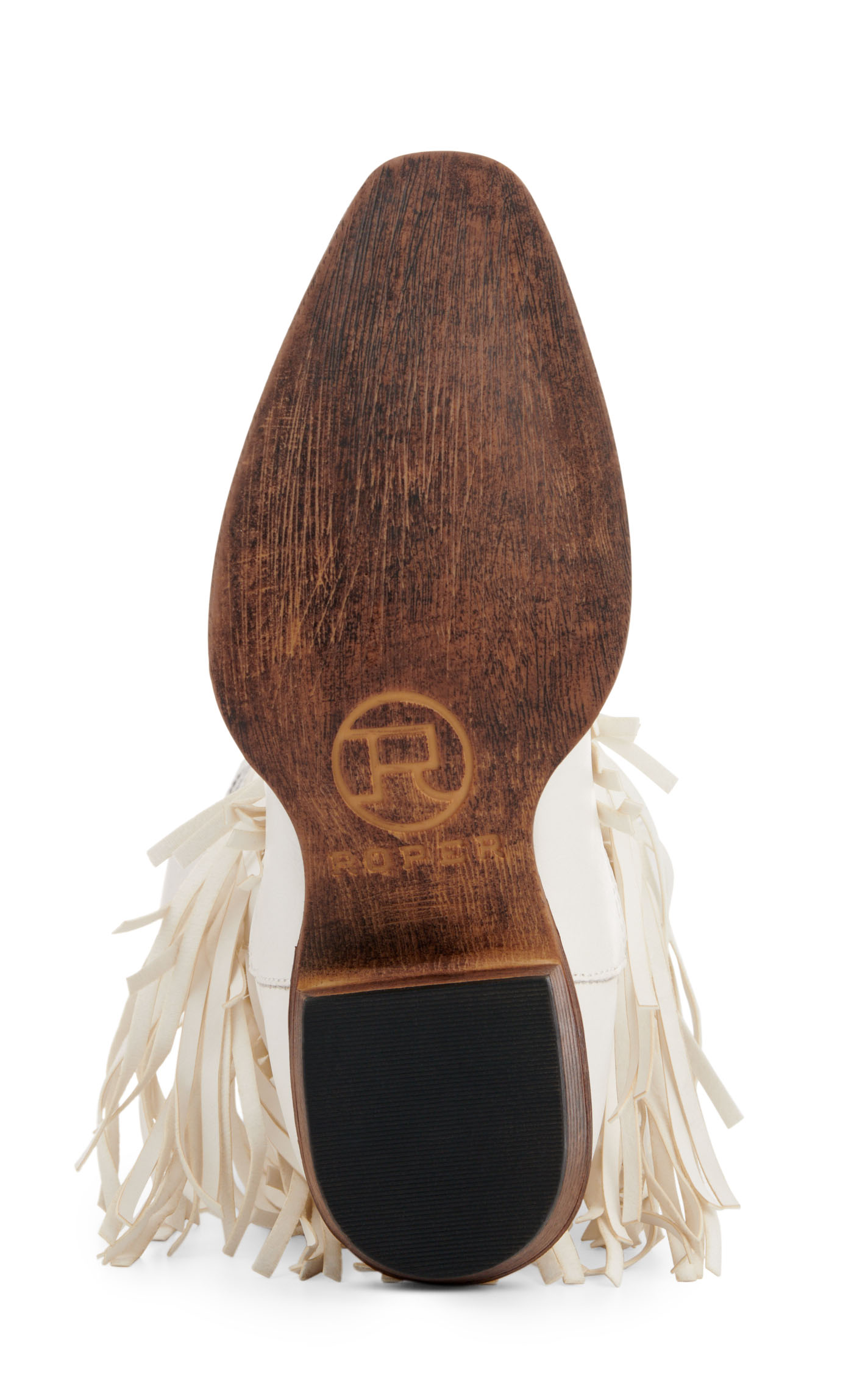 Roper Women's Ivory Faux Leather with Fringe Snip Toe Boots - Image 1