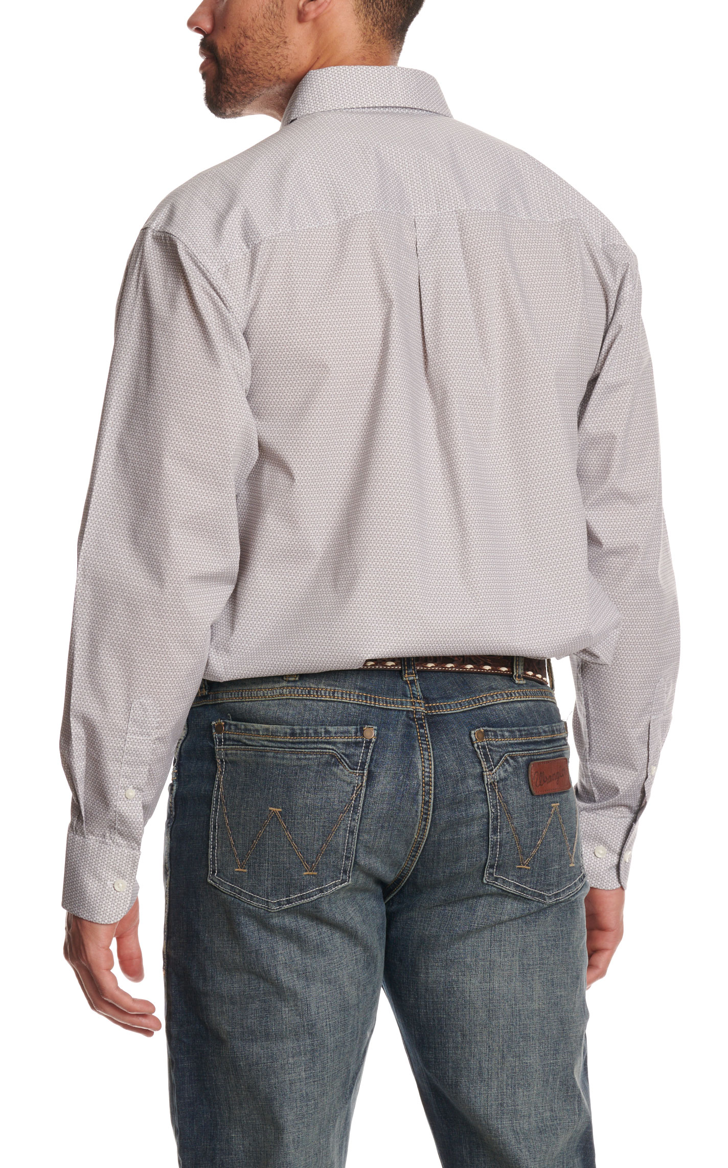 Wrangler Classic Men's Gray Geo Print Western Shirt - Image 1