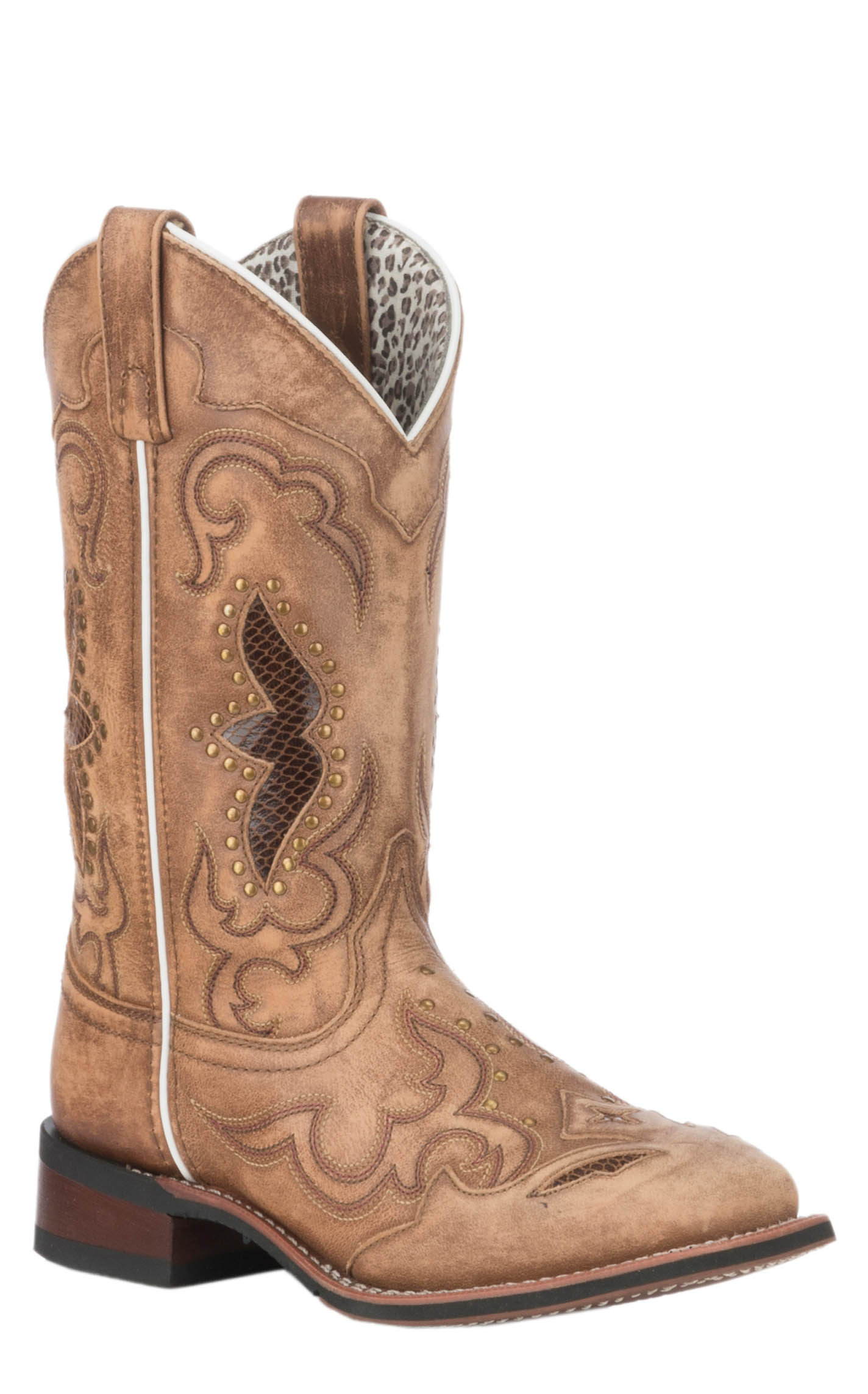 Laredo Women's Spellbound Tan Broad Square Toe Cowboy Boots - Image 1