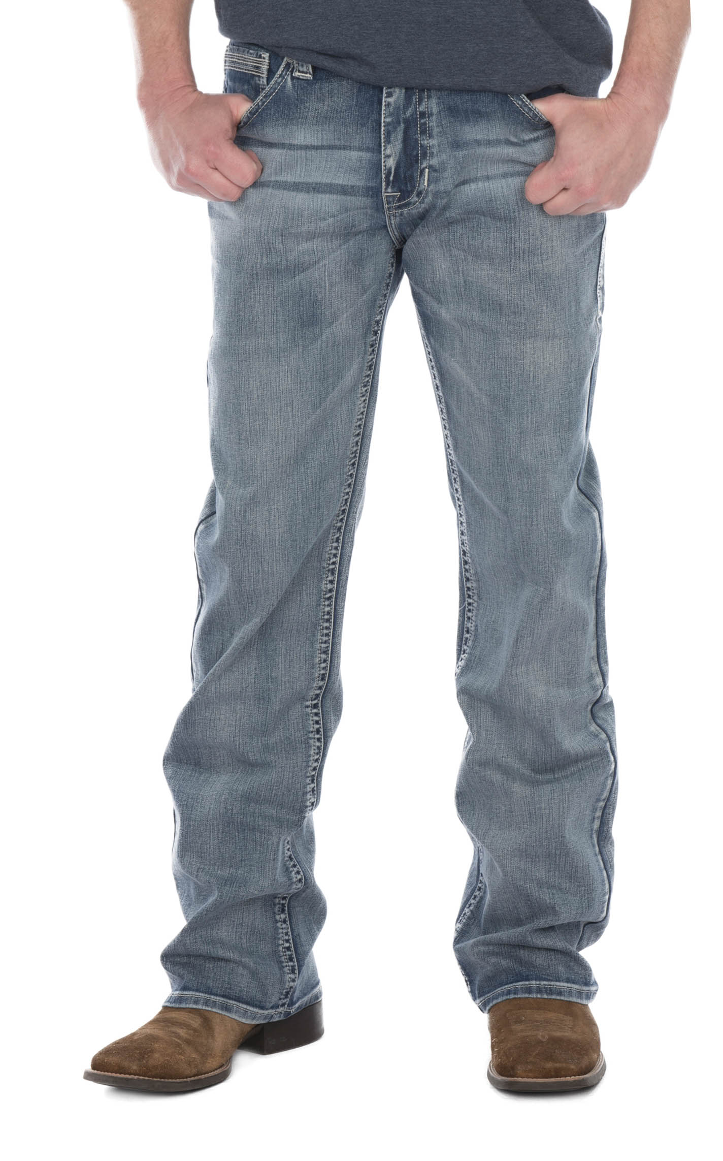 Rock & Roll Denim Men's Double Barrel Light Wash Relaxed Fit Boot Cut Jeans - Image 1