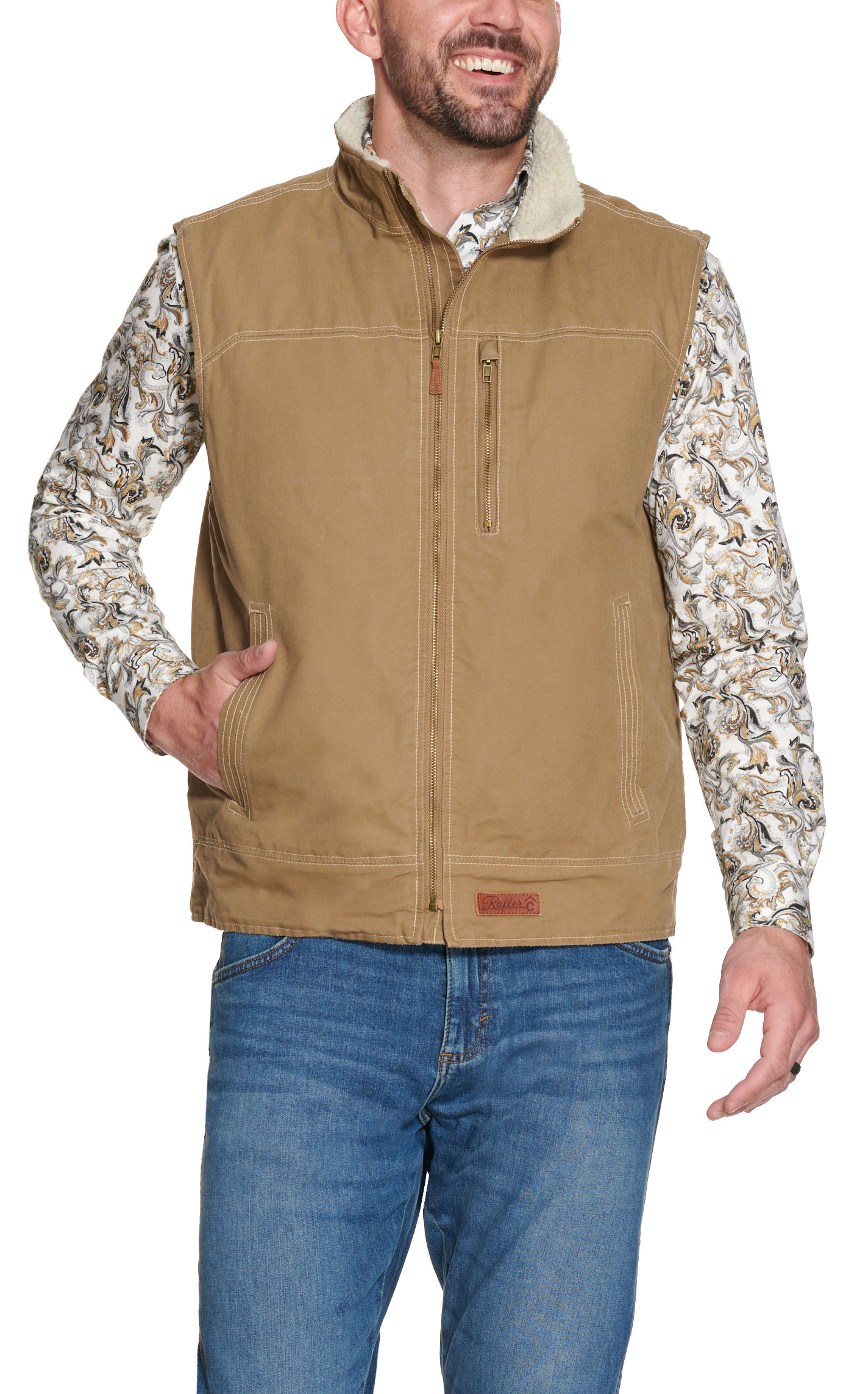 Rafter C Men's Khaki Light Canvas Vest - Image 1