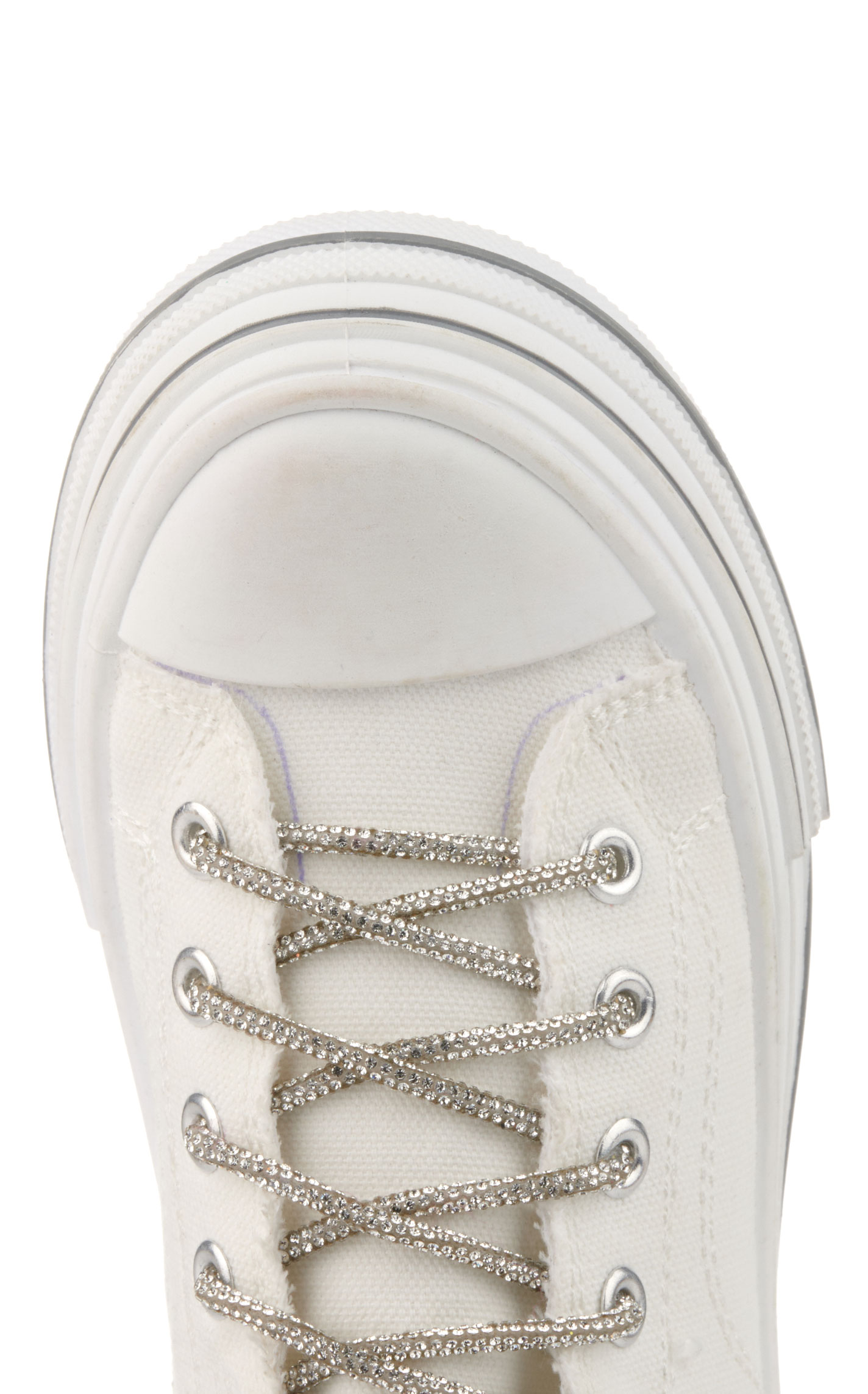 Very G Women's Aman White with Silver Bling Laces Platform Sneakers - Image 1