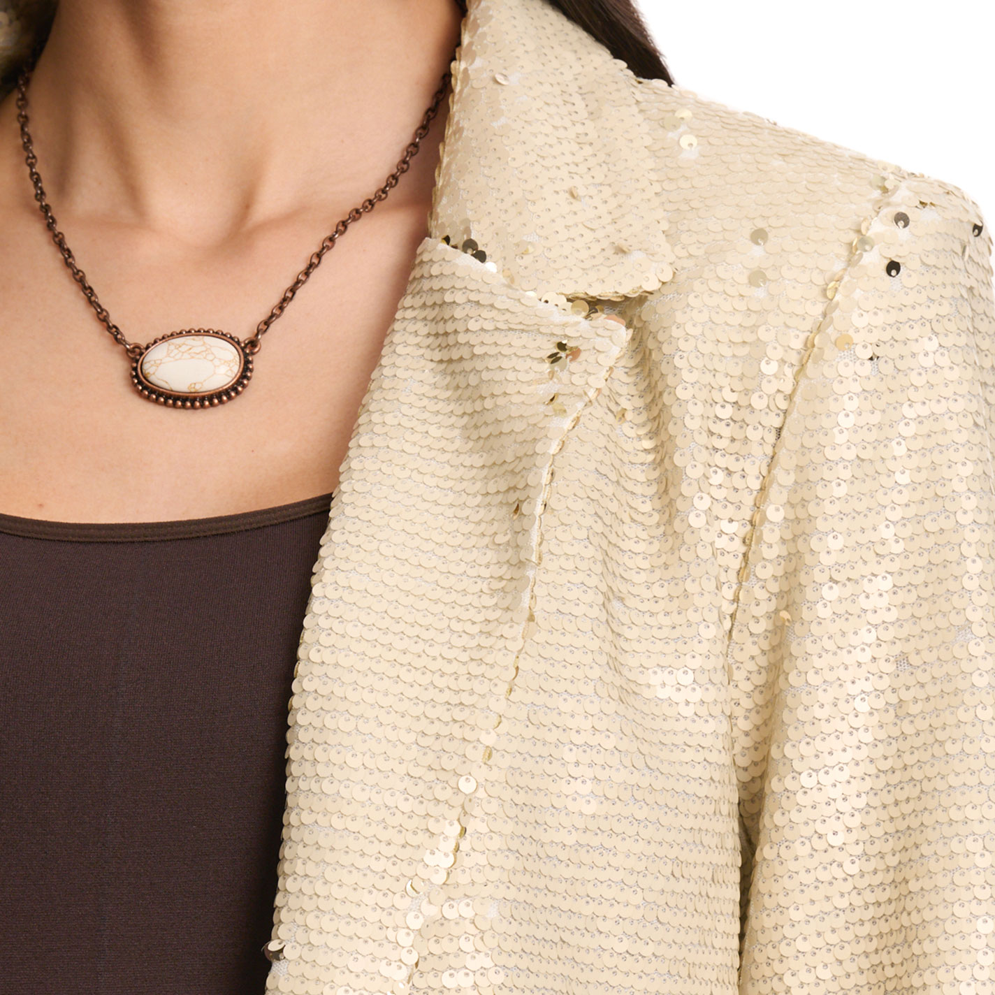 Southern Grace Women's Cream Sequined Blazer - Image 1