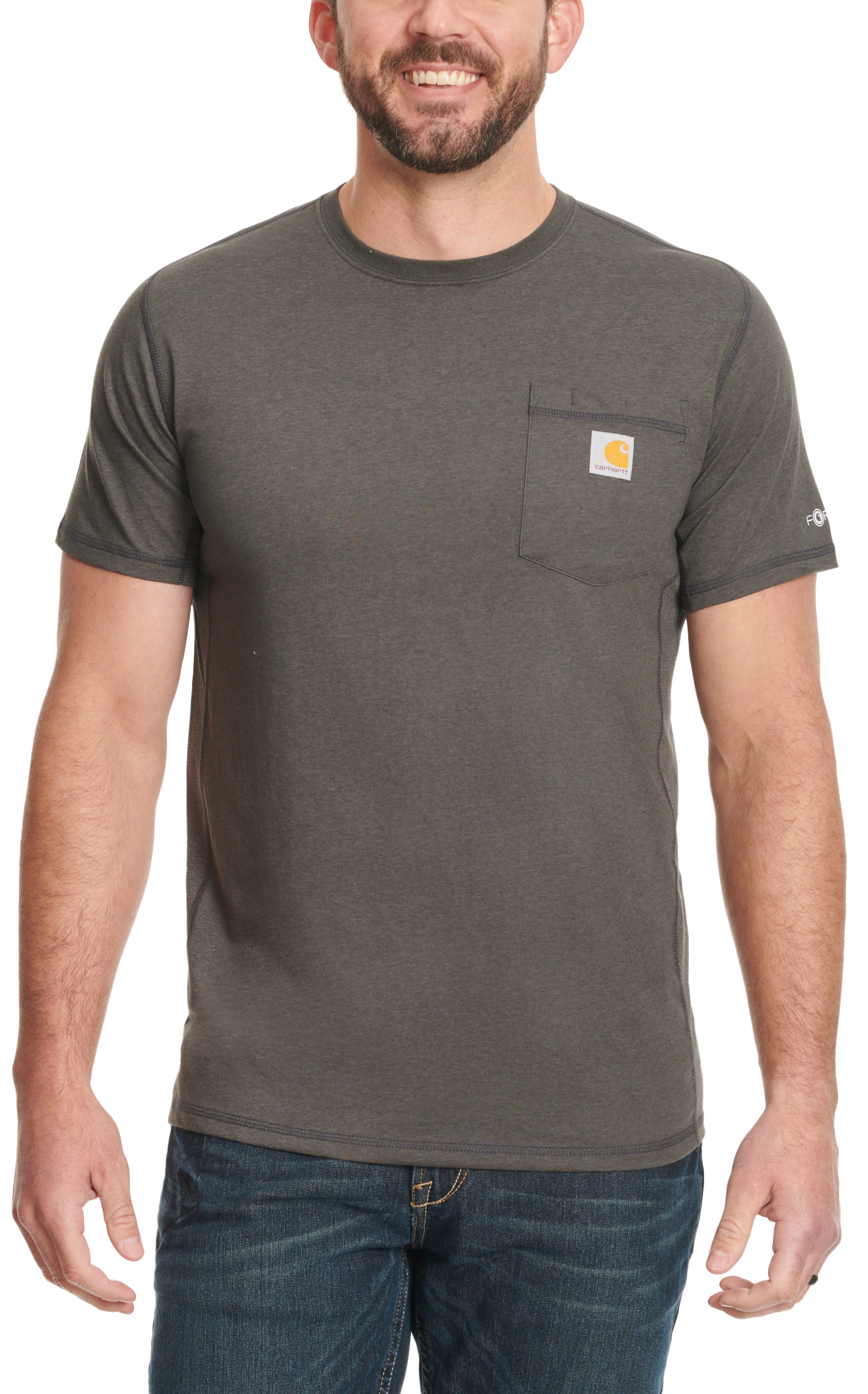 Carhartt Men's Force Carbon Gray Work Pocket T-Shirt - Image 1