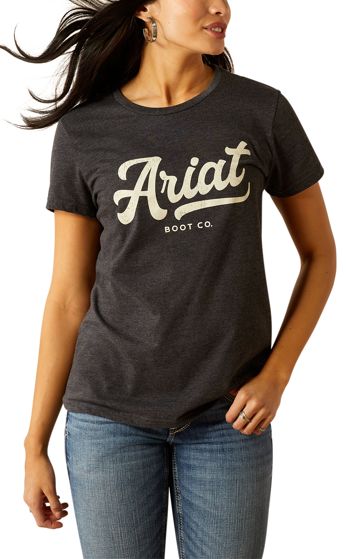 Ariat Women's Charcoal Boot Script Logo Graphic T-Shirt - Image 1