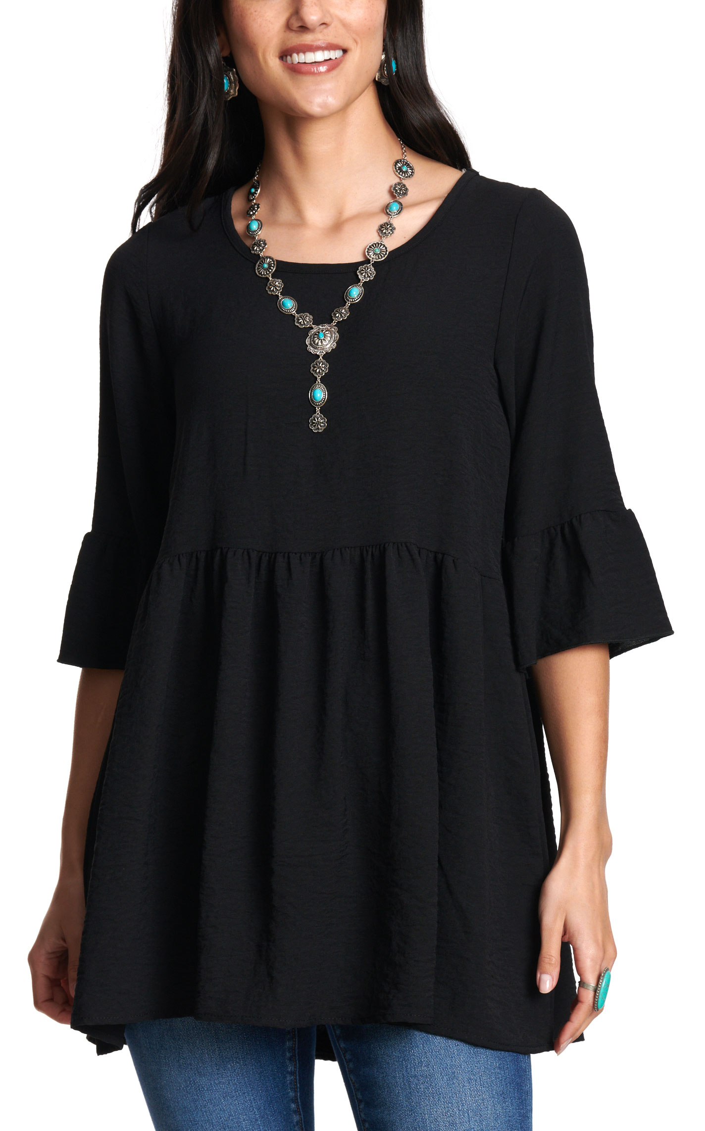 R. Rouge Women's Black Tiered Top - Image 1