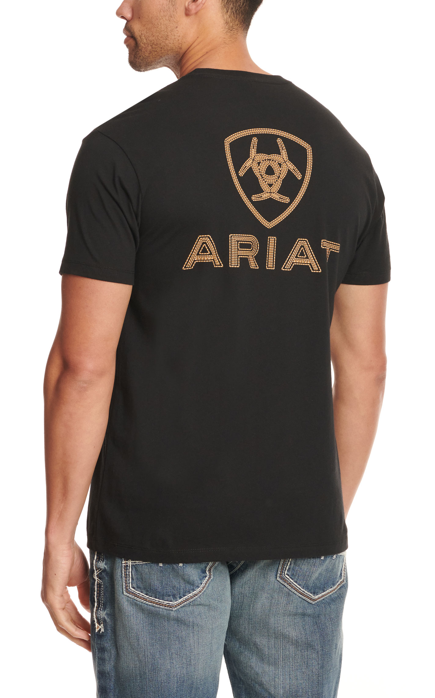 Ariat Men's Black with Gold Logo Shield Graphic Short Sleeve T-Shirt - Image 1