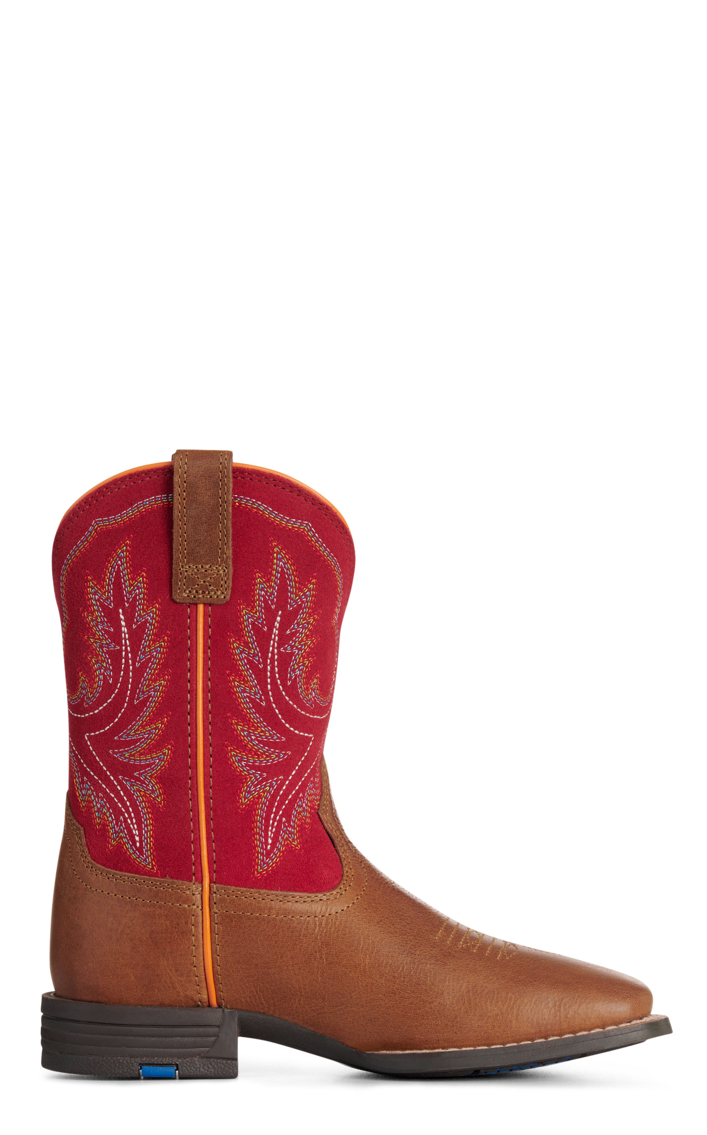 Ariat Youth Chestnut & Red Wide Square Toe Cowboy Boots - Image 1