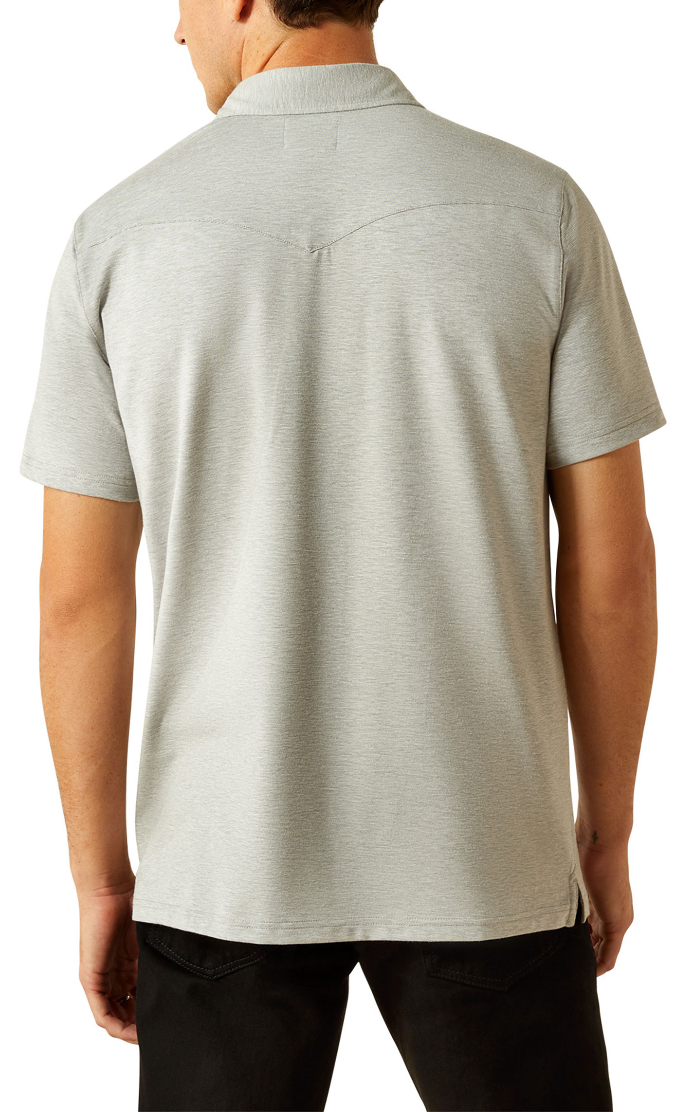 Ariat Light Gray Retro Western Polo Shirt - Image 1