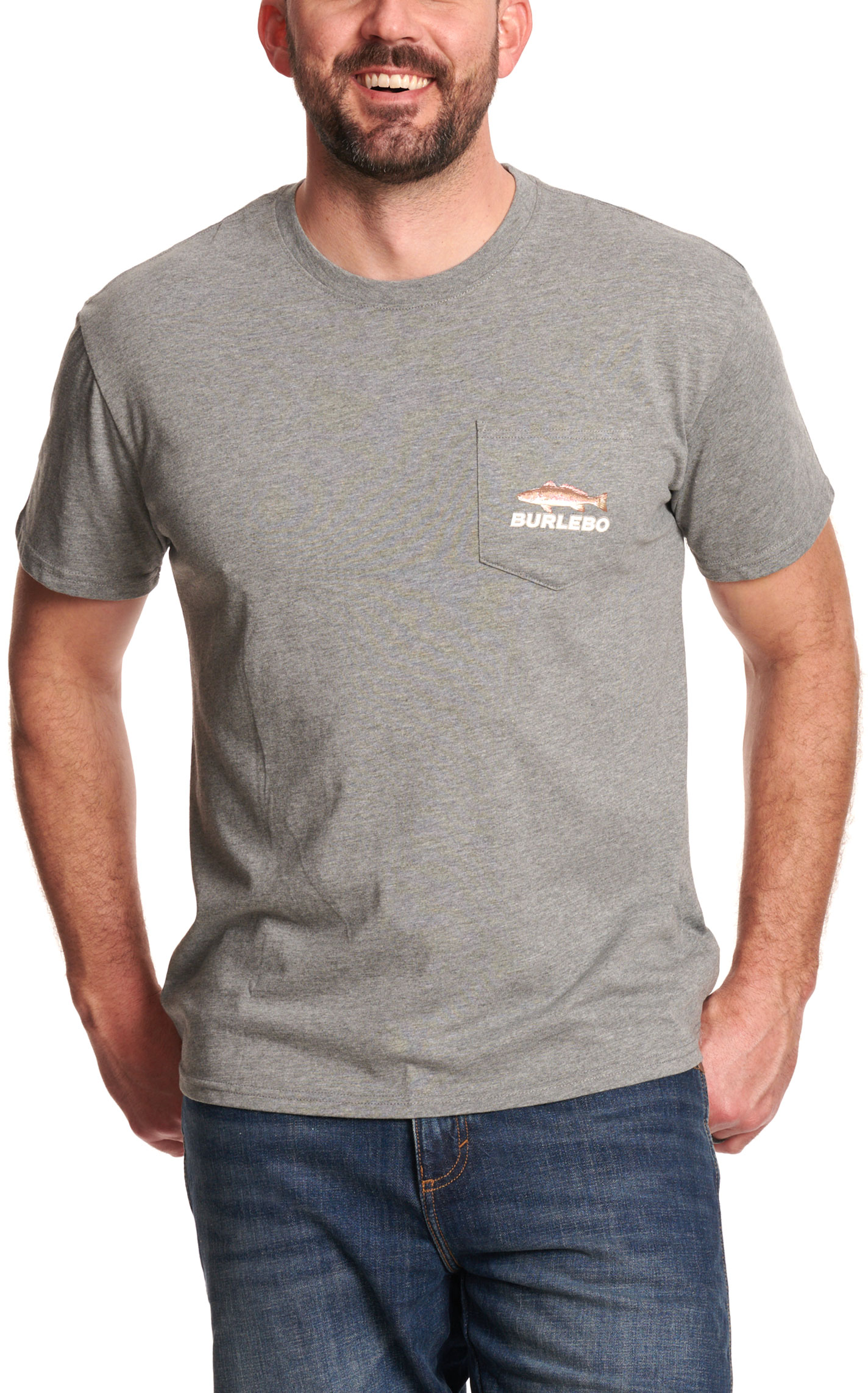Burlebo Men's Keeper Redfish Heather Gray Graphic T-Shirt - Image 1