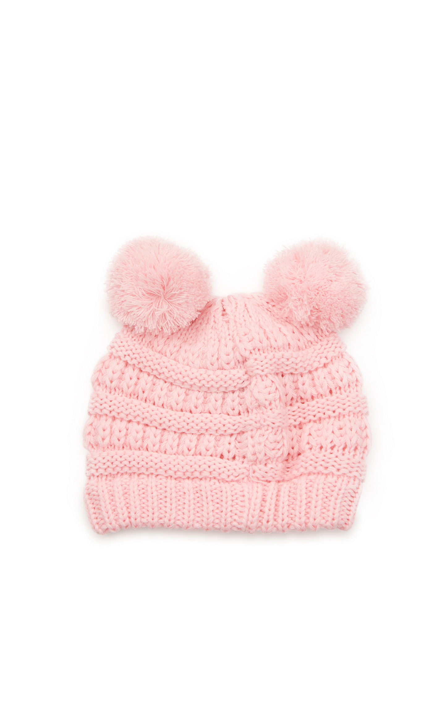 C.C. Brands Infant Pale Pink Double Pom Knit Beanie - Image 1