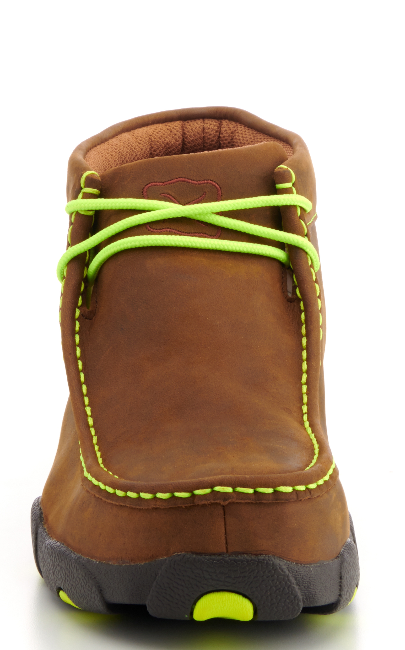 Twisted X Men's Distressed Brown with Neon Yellow Laces Chukka Driving Moc Steel Toe Work Shoe - Image 1