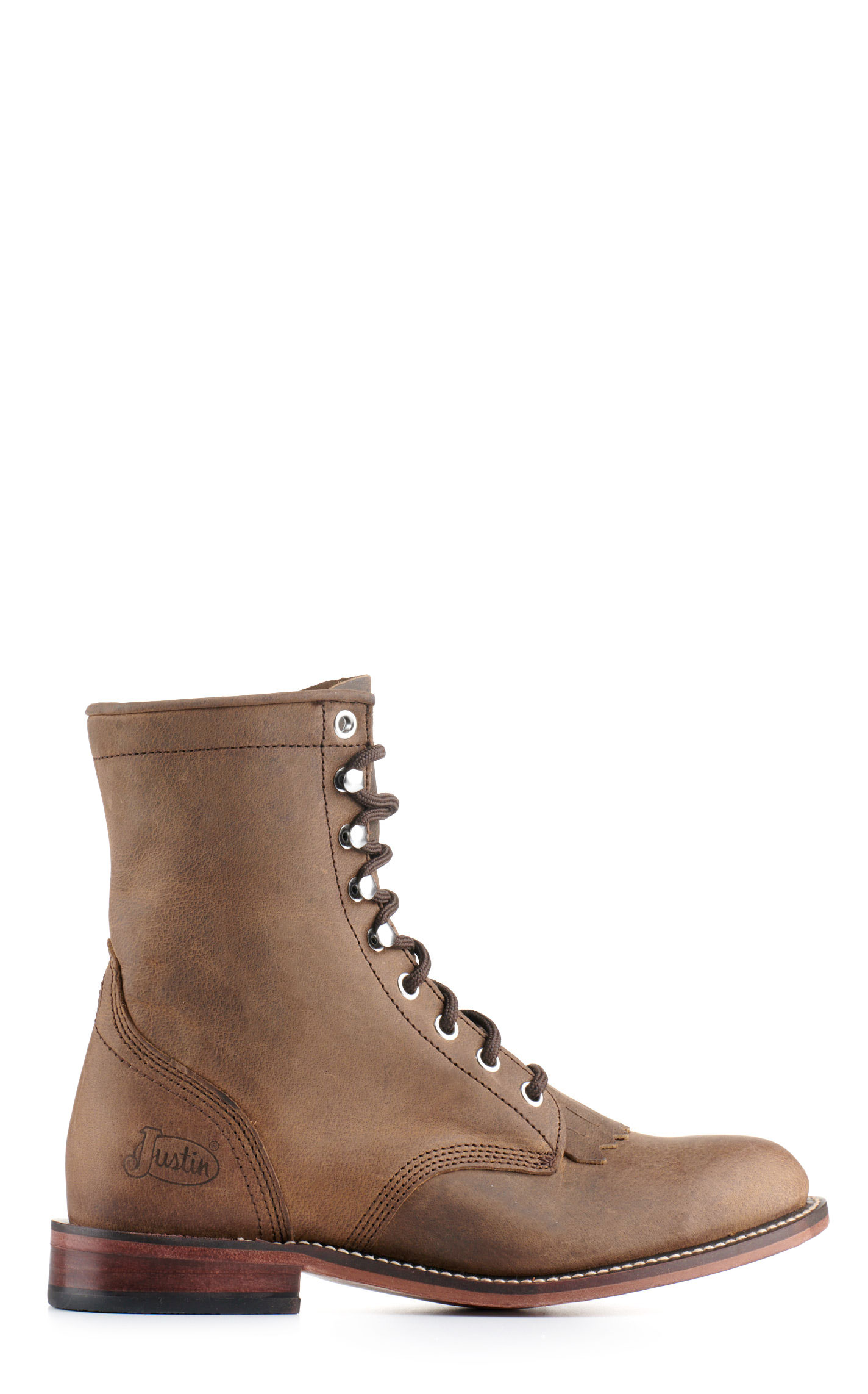 Justin Women's McKean Khaki Round Toe Lace Up Roper Boot - Image 1
