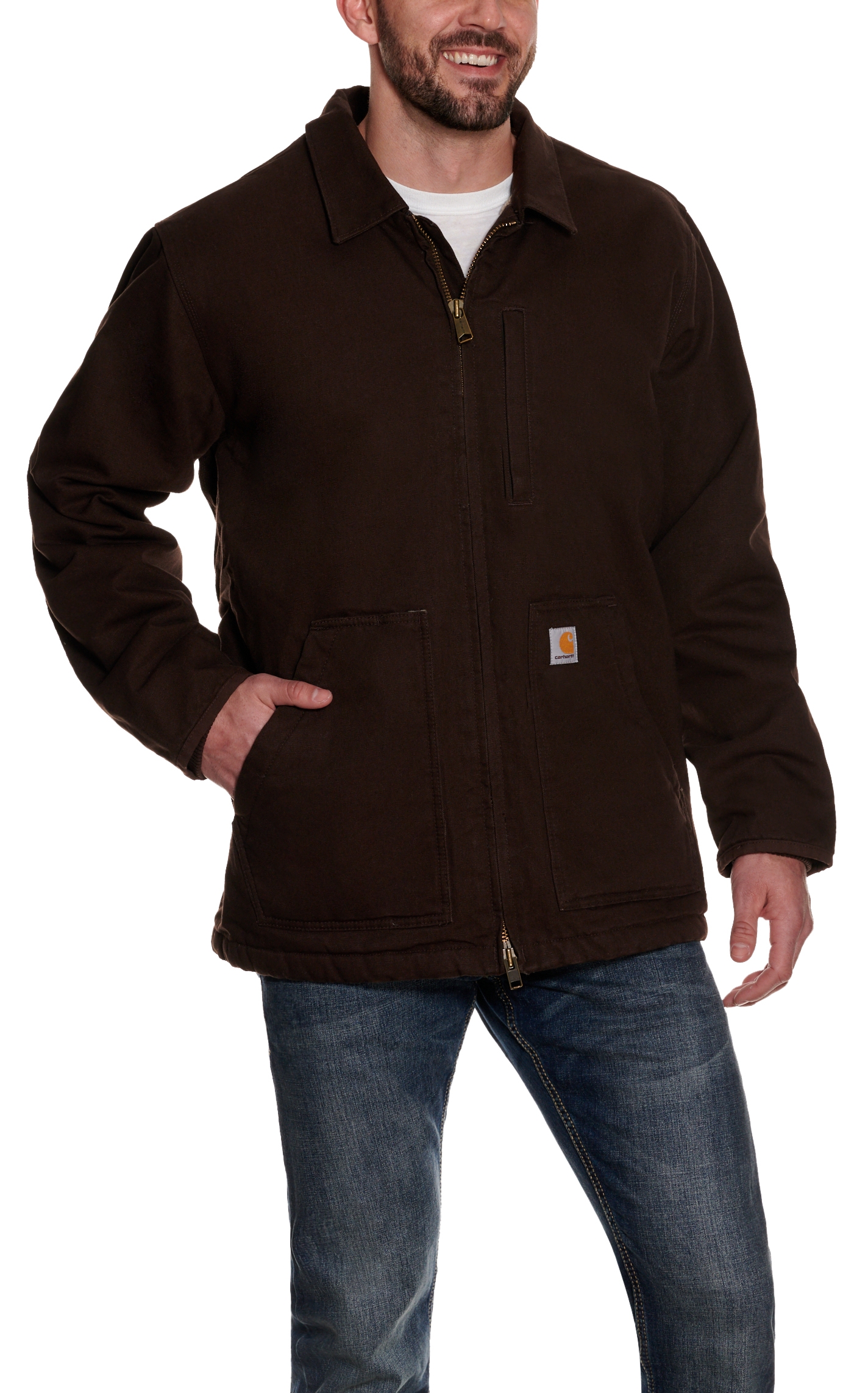 Carhartt Men's Dark Brown Sherpa-Lined Coat - Image 1
