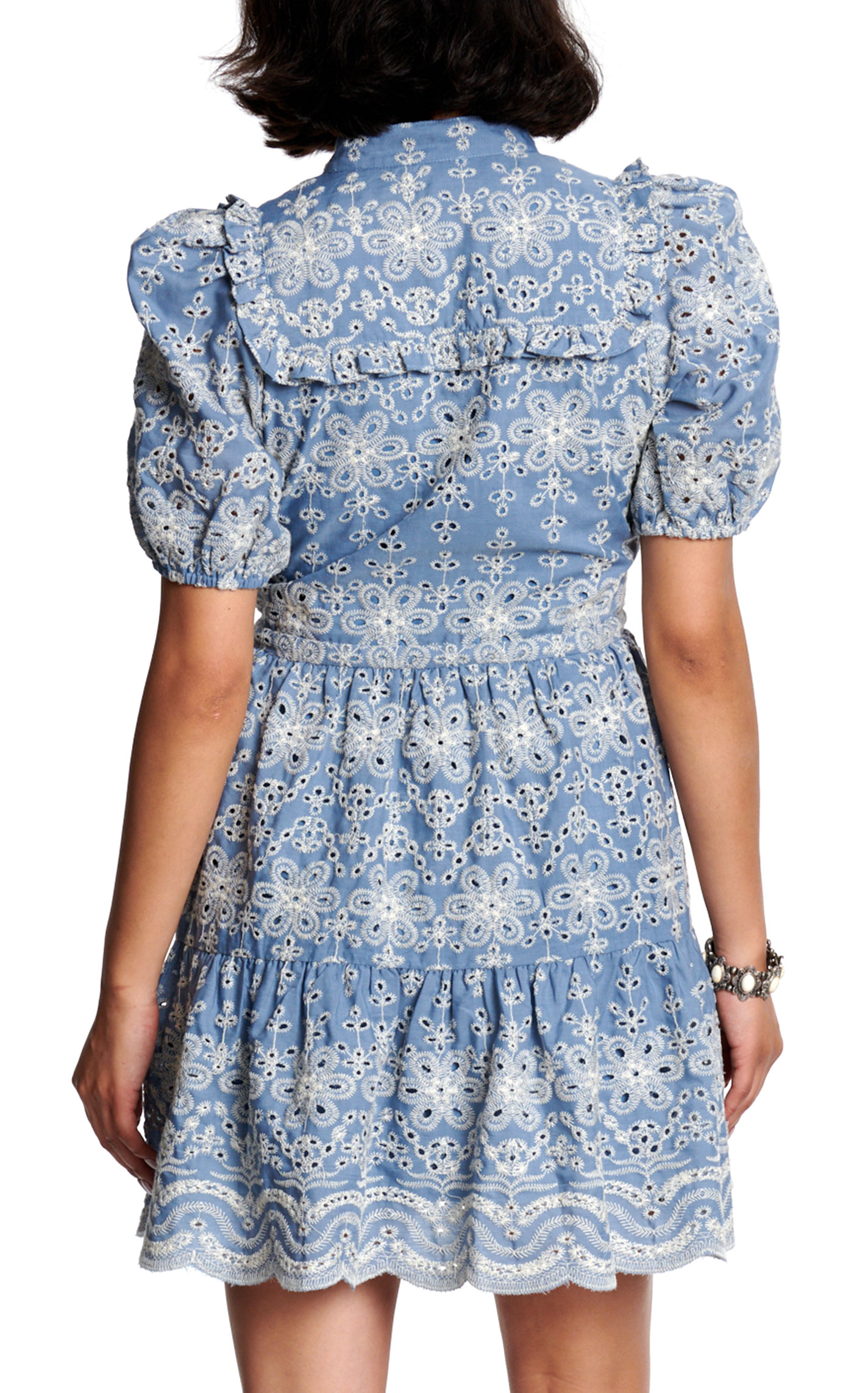 TCEC Women's Blue Embroidered Eyelet Dress - Image 1