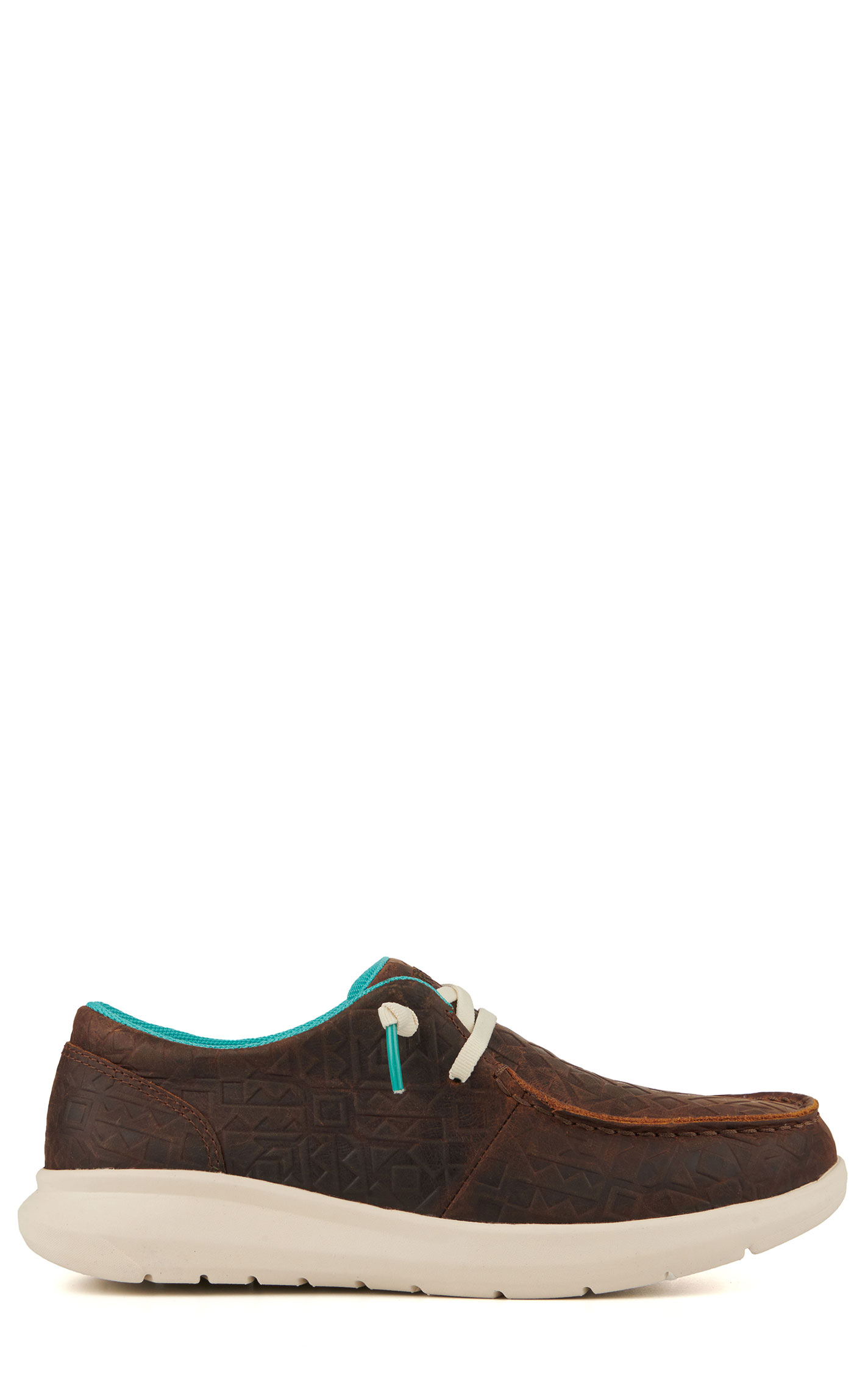 Ariat Women's Hilo Dark Brown Aztec Embossed Moc Toe Lace Up Casual Shoe - Image 1