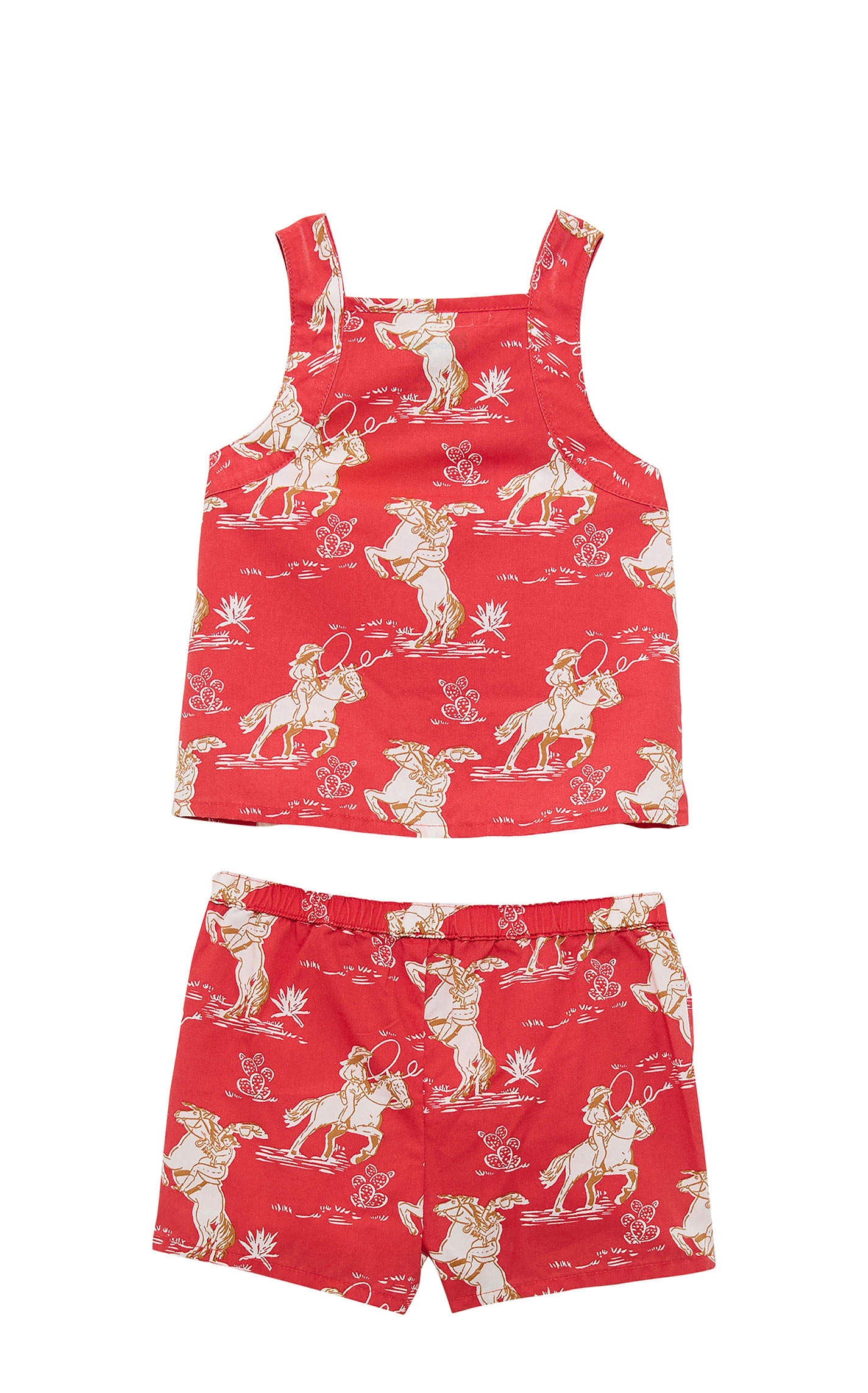 Wrangler Toddler Girl's Red Cowgirl Print Shorts Set - Image 1