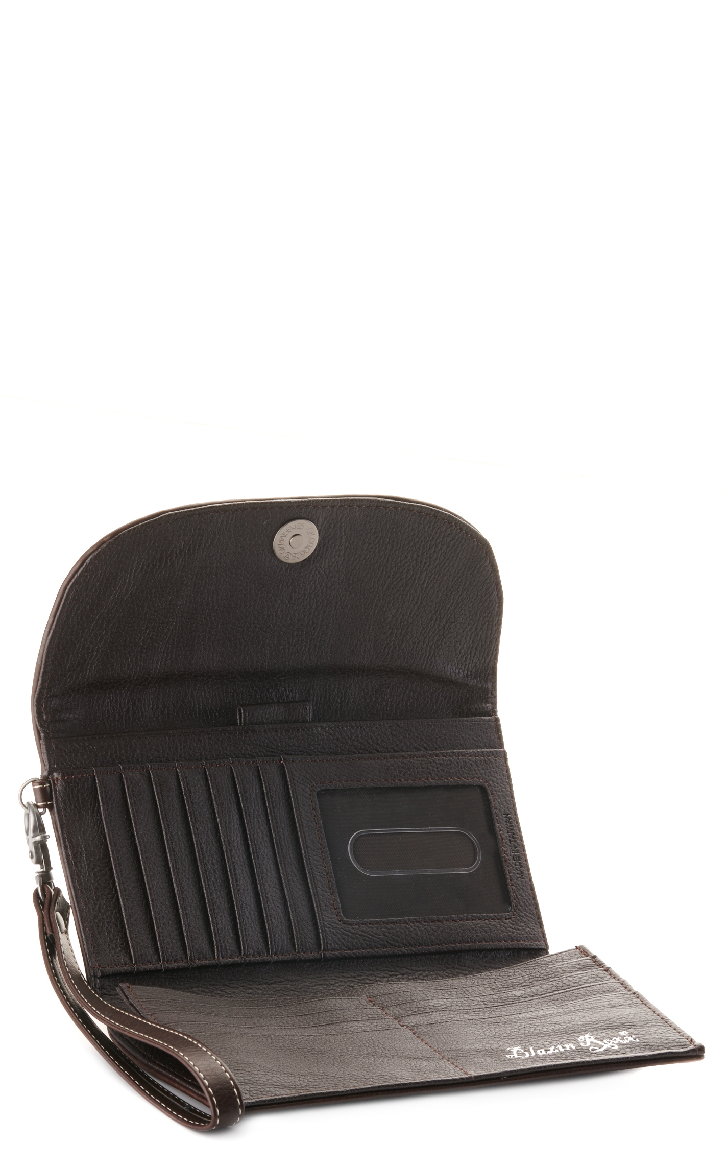 Blazin Roxx Brown with Tooling and Studs Clutch Wallet - Image 1