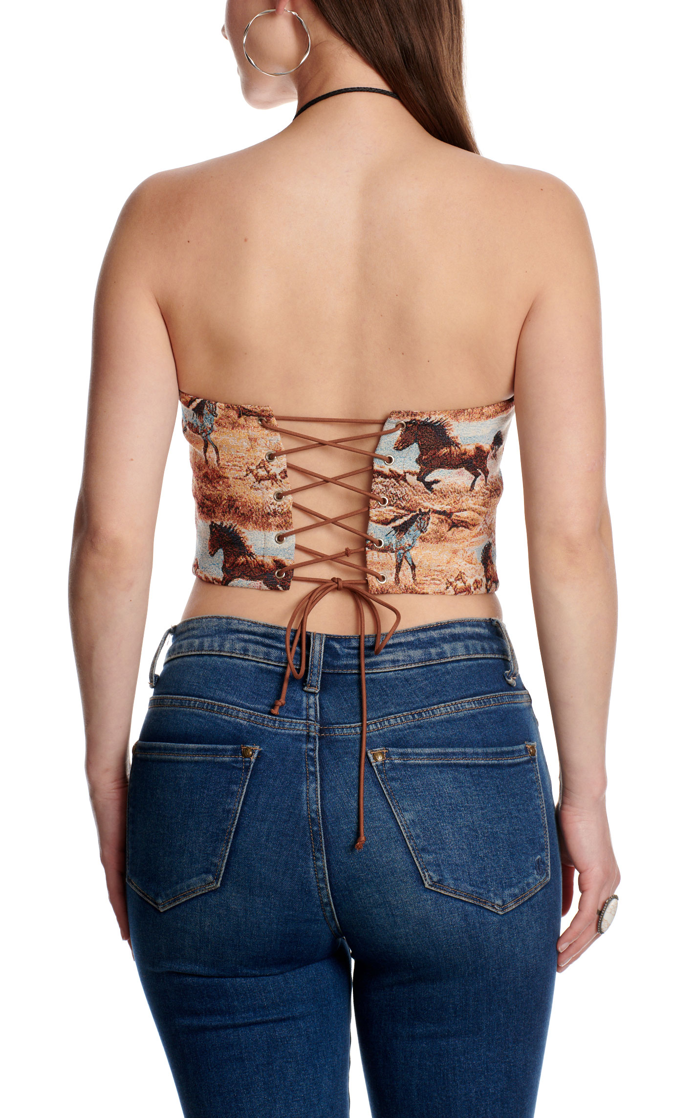 Blue B Women's Brown Multi Horse Bustier Top - Image 2