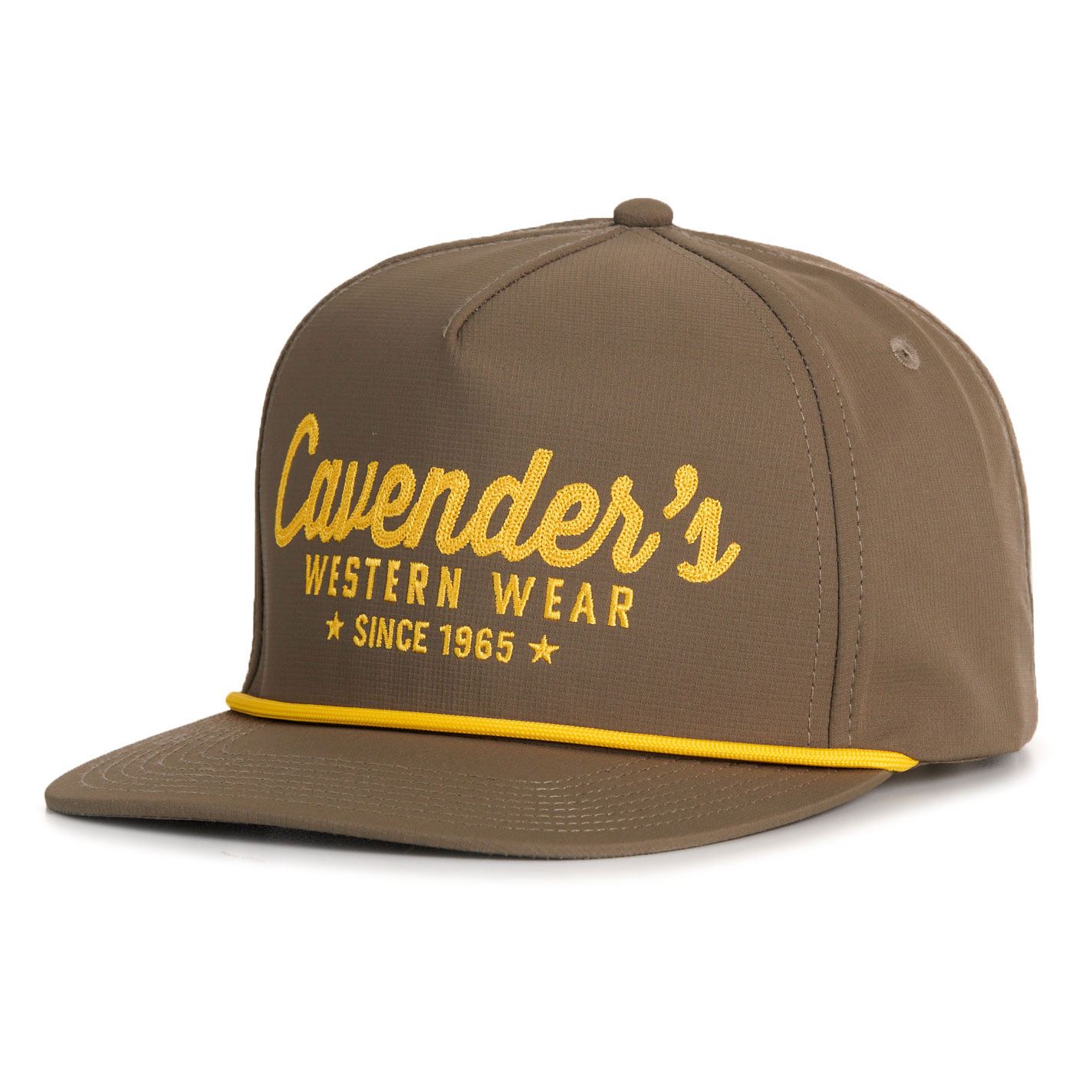 Cavender's Olive & Yellow Embroidered Logo Flat Bill Cap - Image 1
