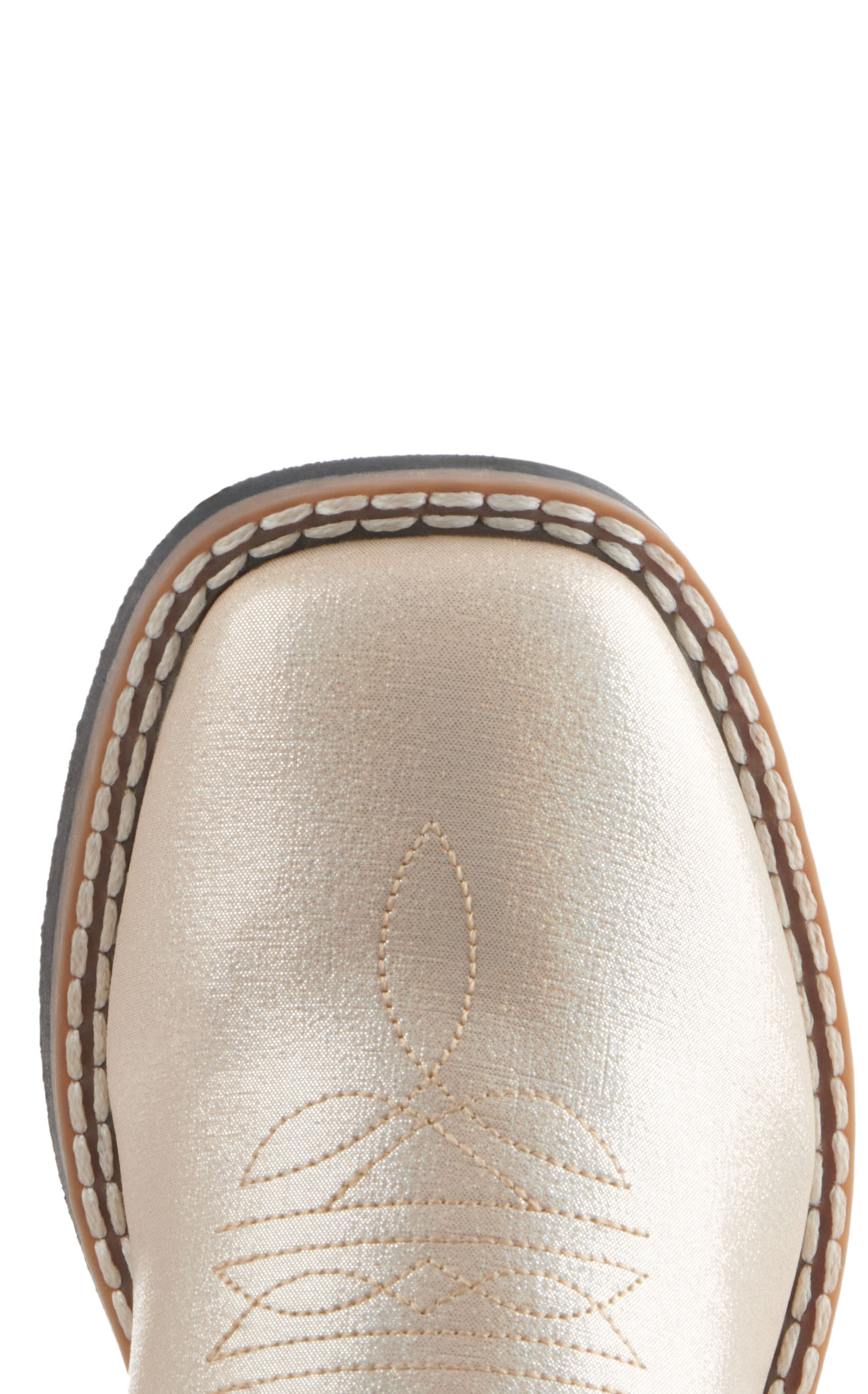 Old West Girls' Pearl Cream Faux Leather Wide Square Cowboy Boots - Image 1