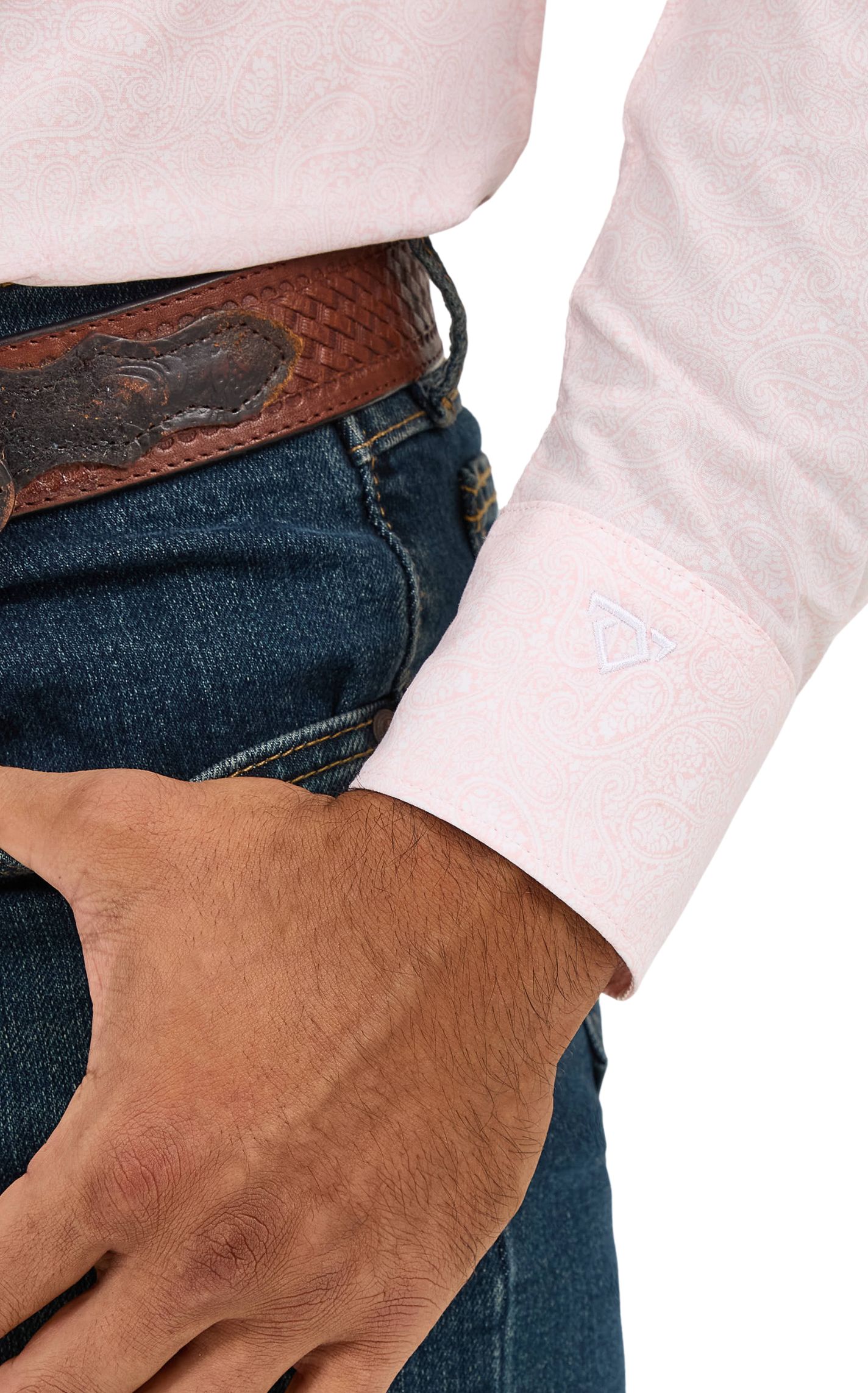 Wrangler Men's Cody Johnson Collection Pink Paisley Western Shirt - Image 1