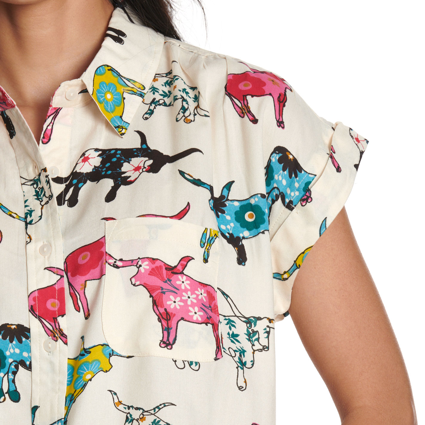 Cotton & Rye Women’s White Arty Longhorn Floral Print Top - Image 3
