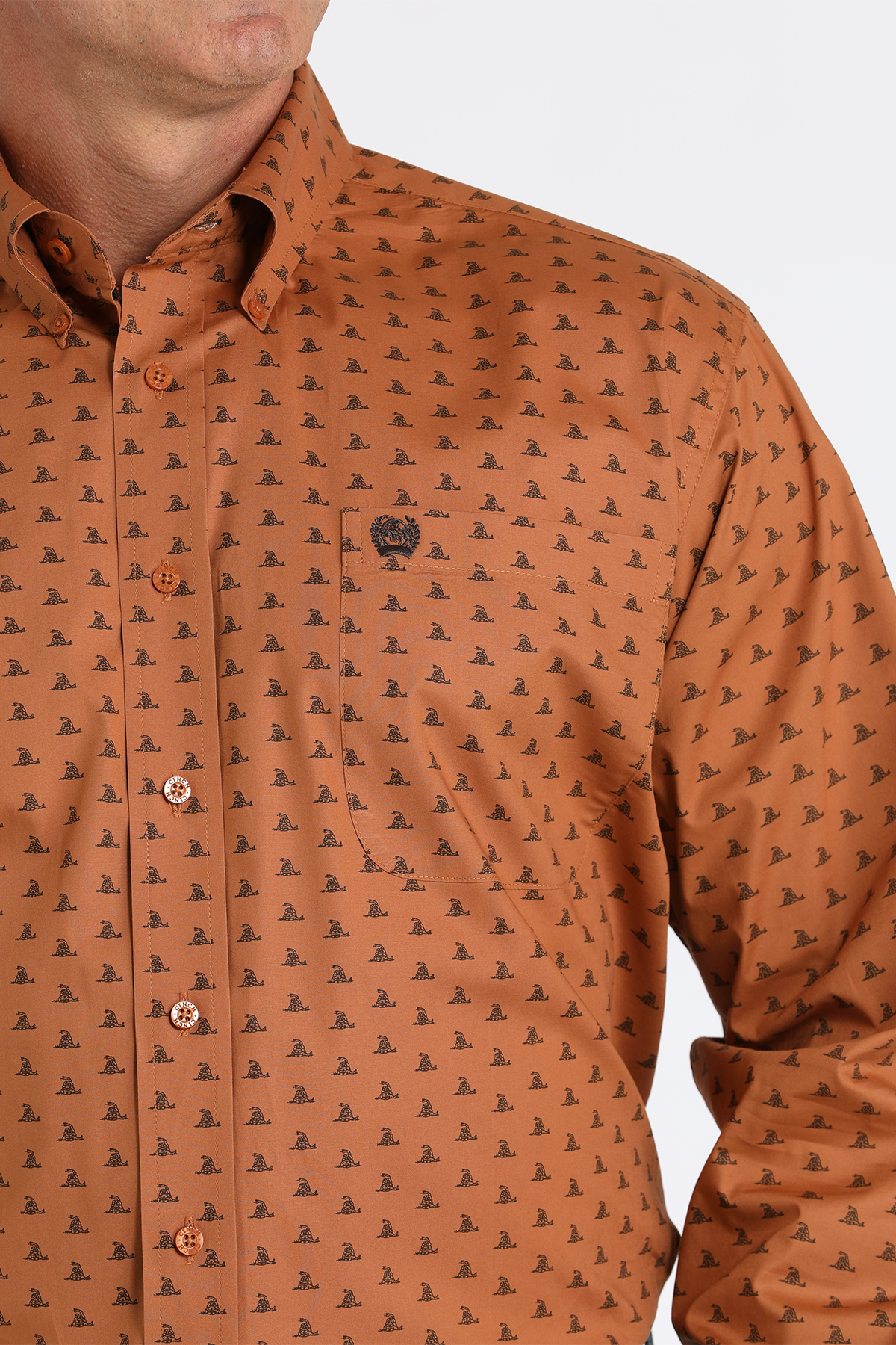 Cinch Men's Dark Ochre Don't Tread On Me Print Western Shirt - Image 1