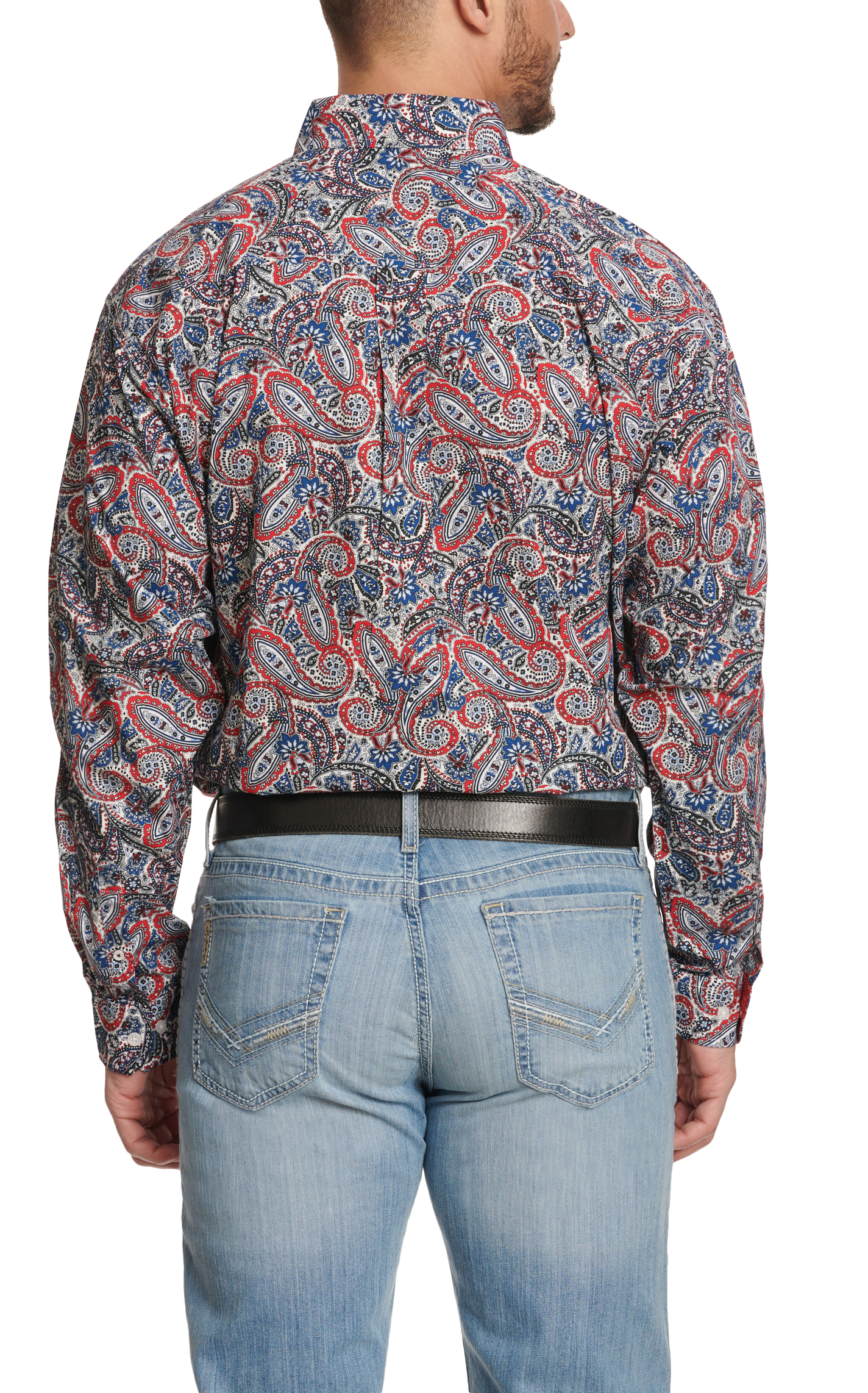 Cinch Men's Royal Blue & Red Paisley Long Sleeve Western Shirt - Image 1