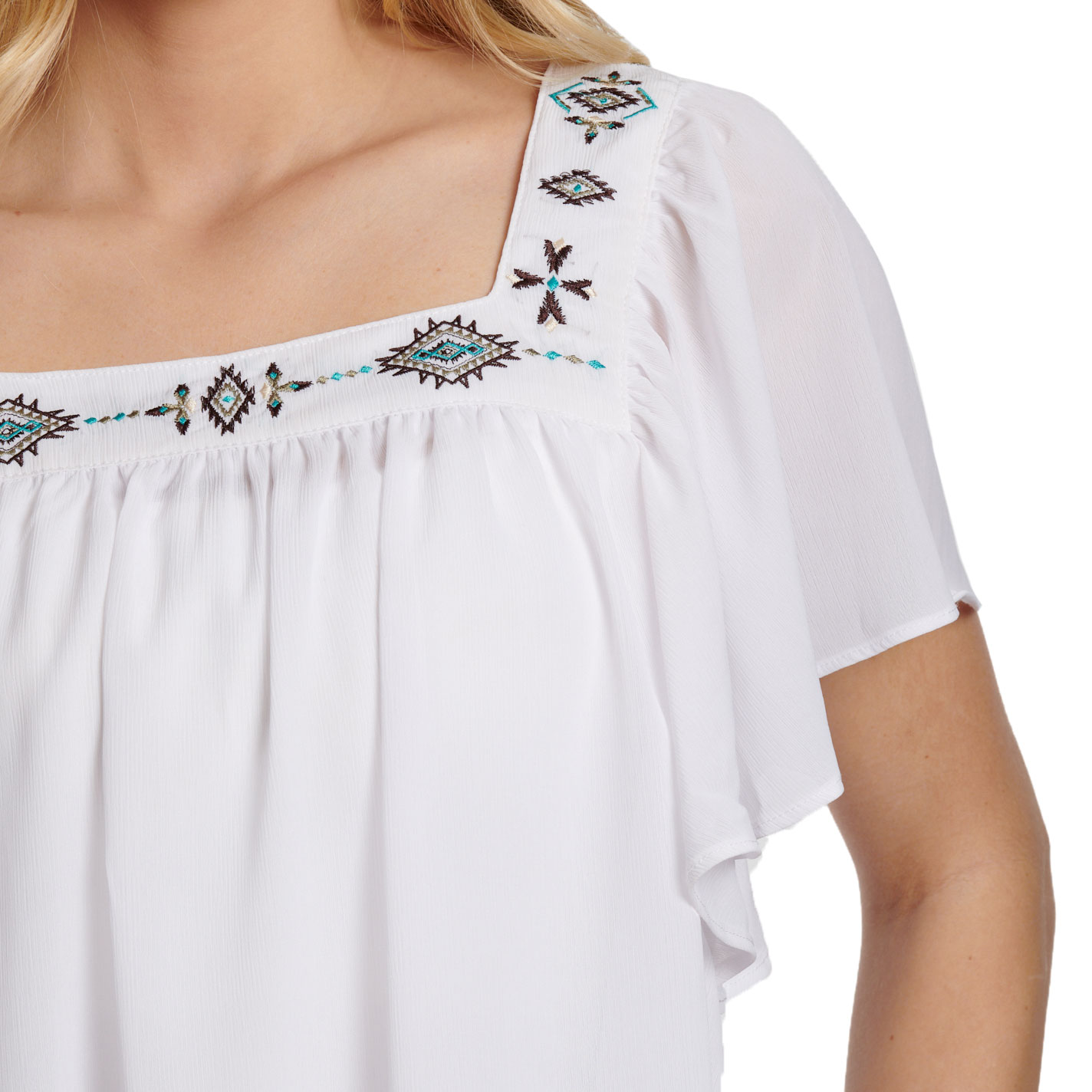 Cowgirl Hardware Women's White Flutter Sleeve Top - Image 1