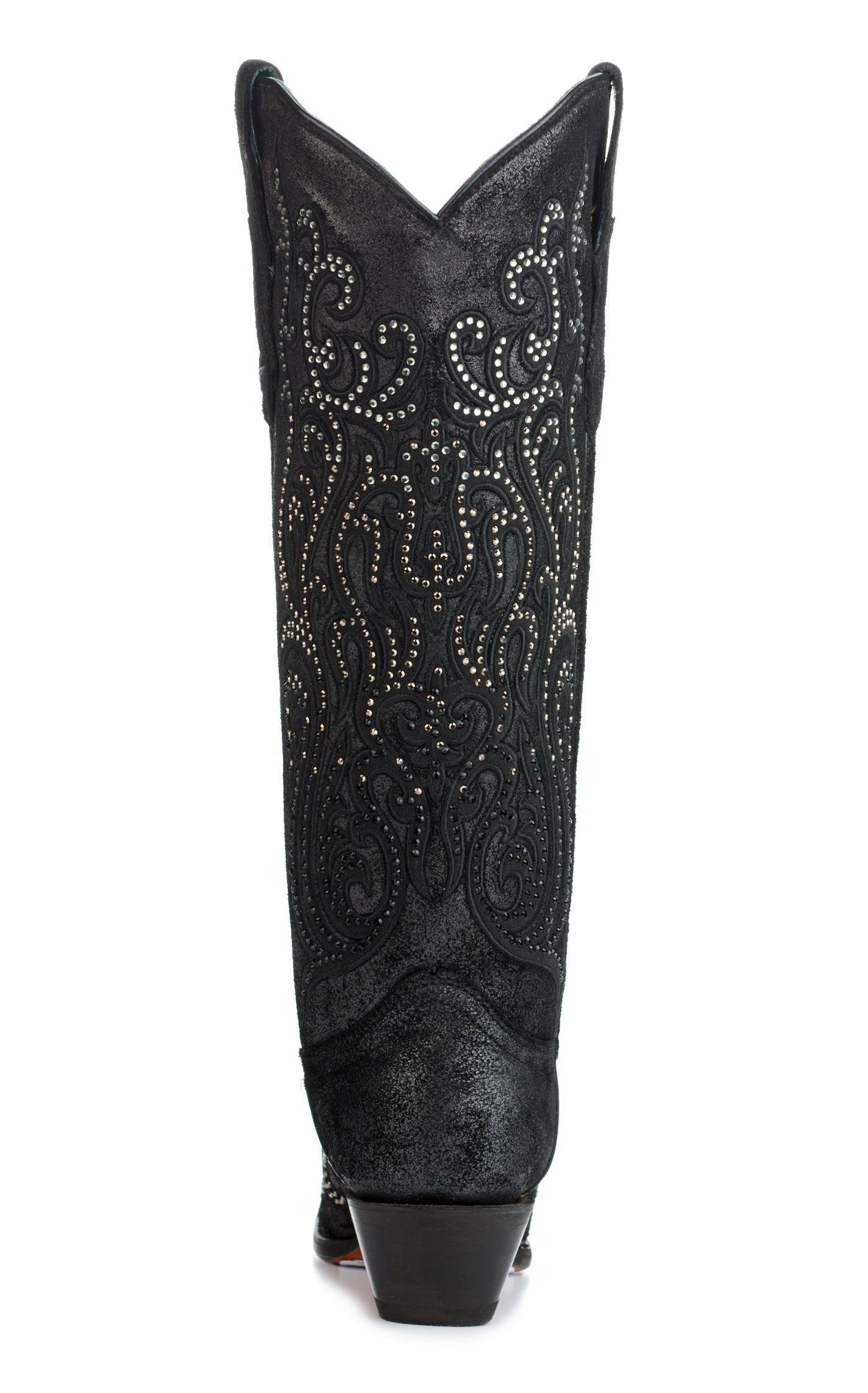 Corral Women's Black with Crystals Snip Toe Tall Cowboy Boots - Image 1