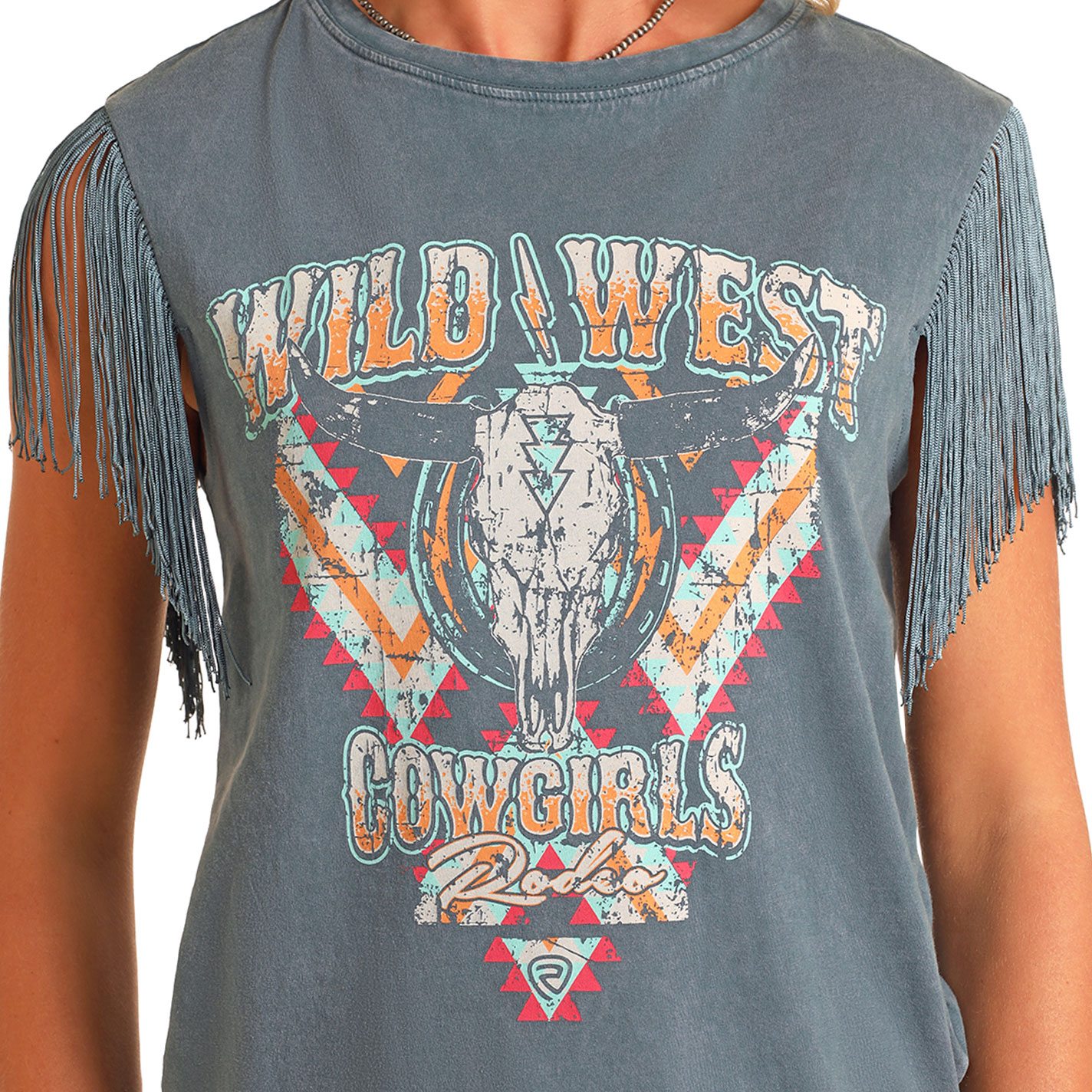 Rock & Roll Denim Women's Aegean Wild West Fringe Tank Top - Image 1