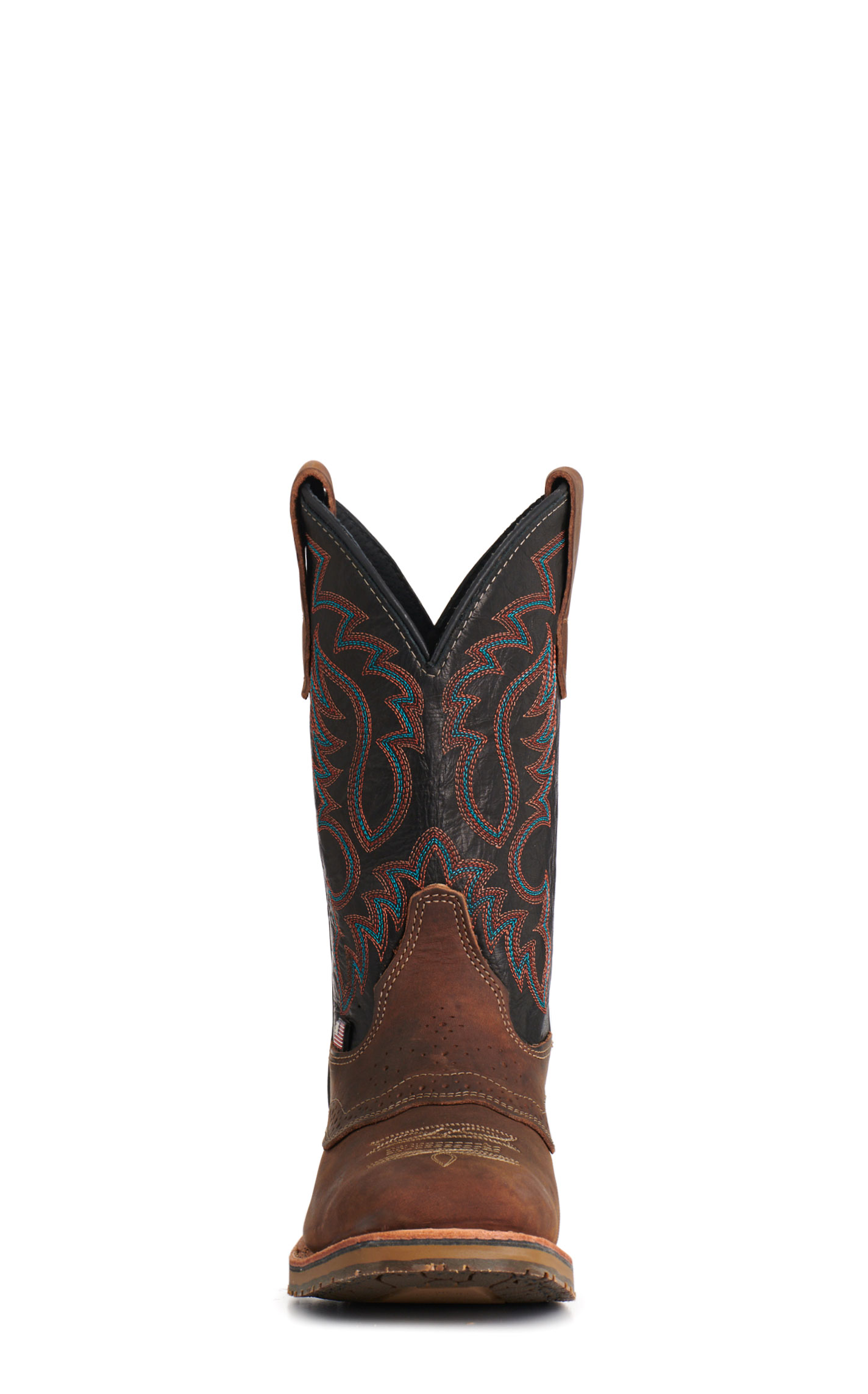 Double H Men's Dark Brown & Black Square Toe Cowboy Boots - Image 1