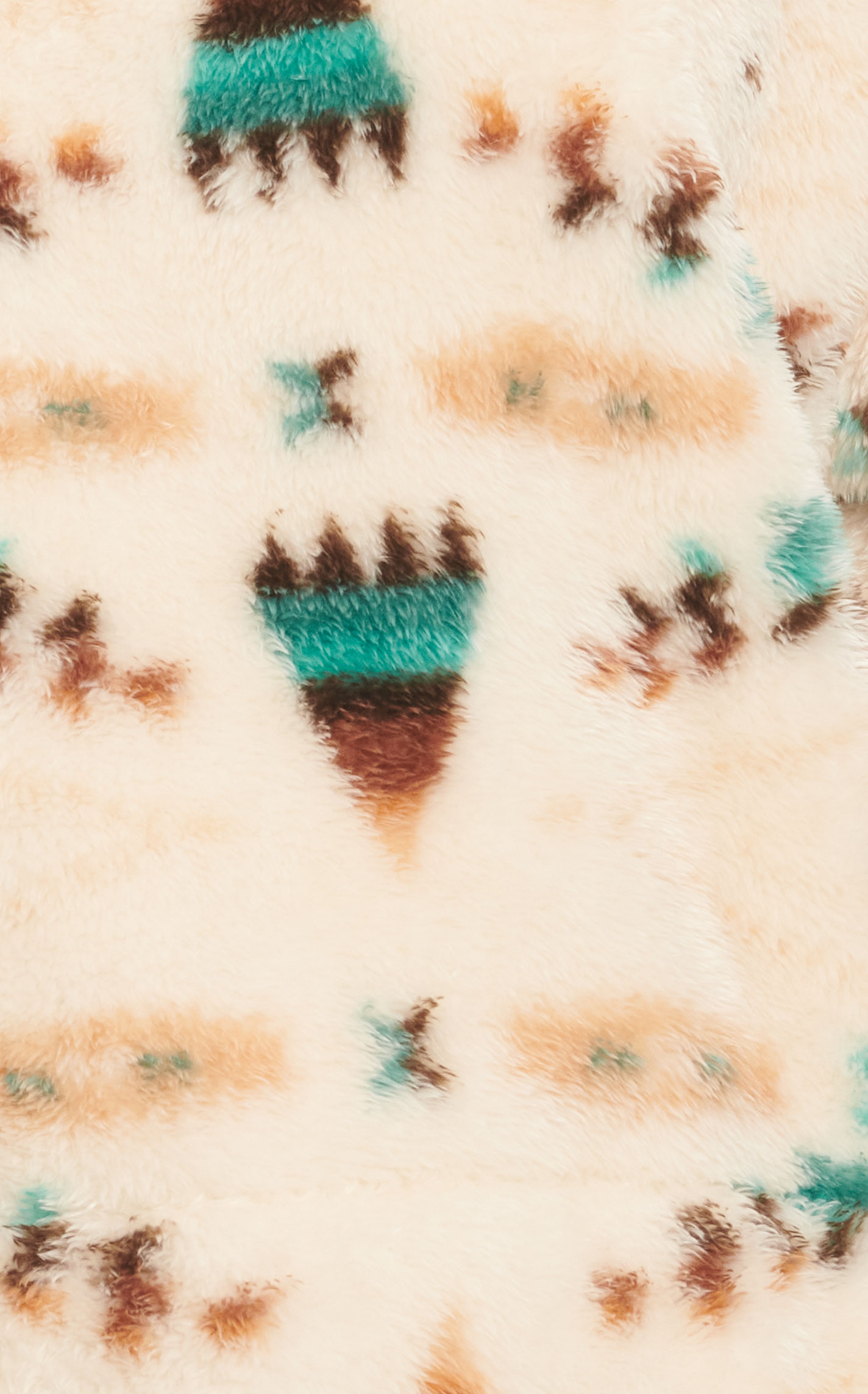Rockin C Women's Cream Chocolate & Teal Aztec Print 1/4 Zip Fuzzy Pile Fleece Long Sleeve Pullover - Image 1