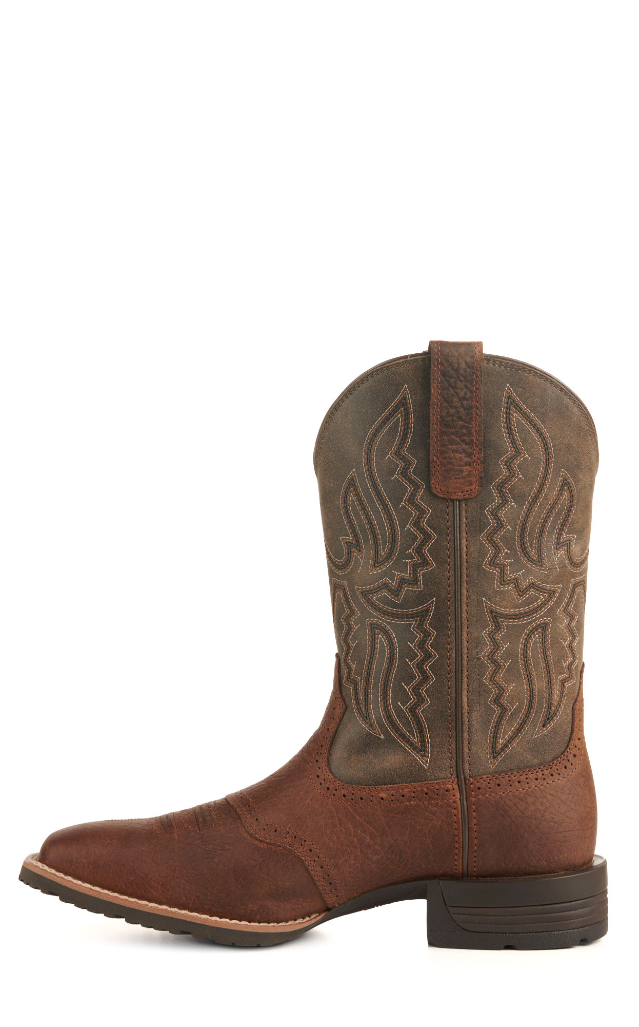 Ariat Men's Hybrid Ranchway Earth and Arizona Brown Shock Shield Square Toe Cowboy Boots - Image 1