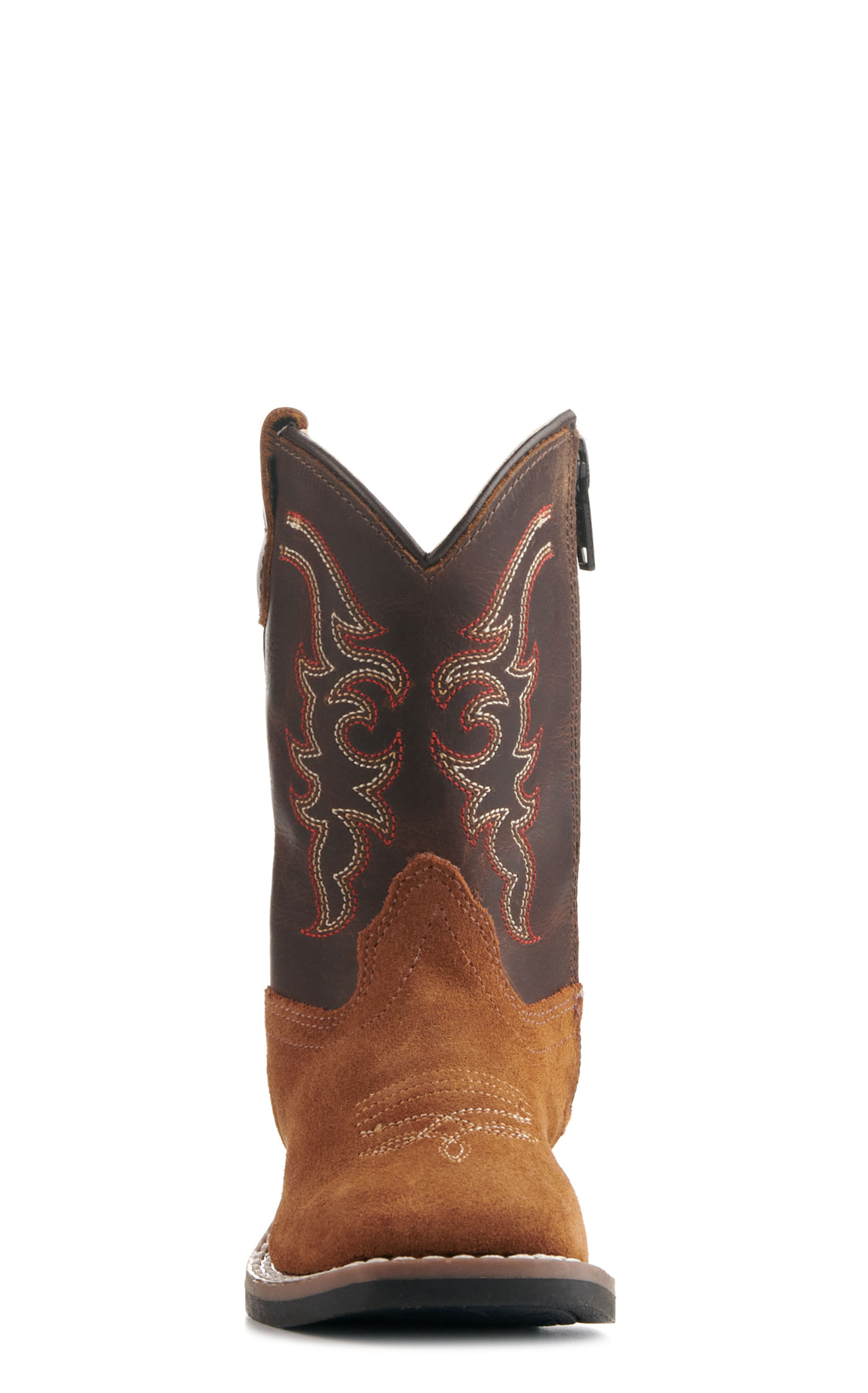 Old West Toddlers Light Brown and Dark Brown Wide Square Toe Cowboy Boots - Image 1