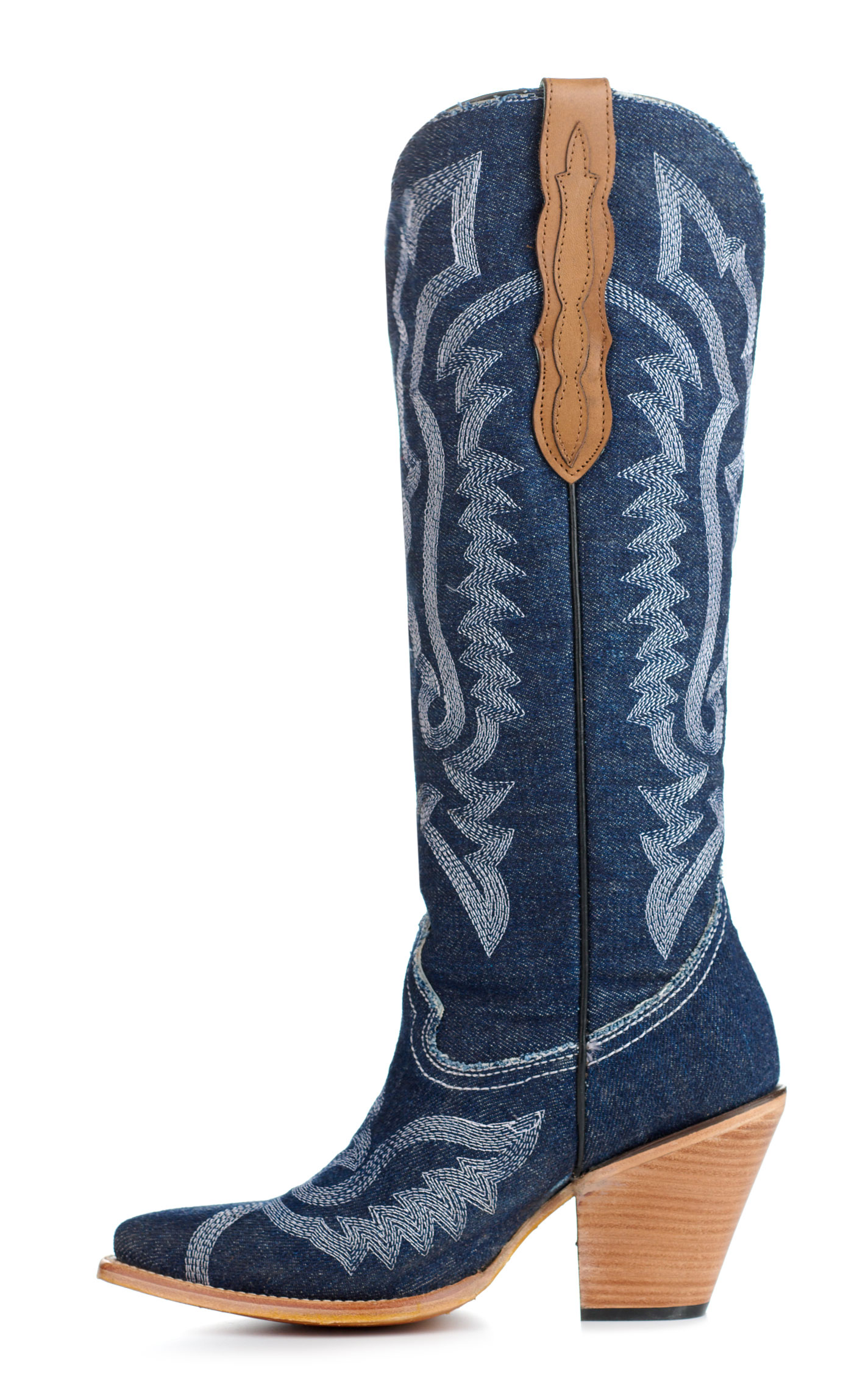 Corral Women's Denim Pointed Toe Tall Cowboy Boots - Image 1