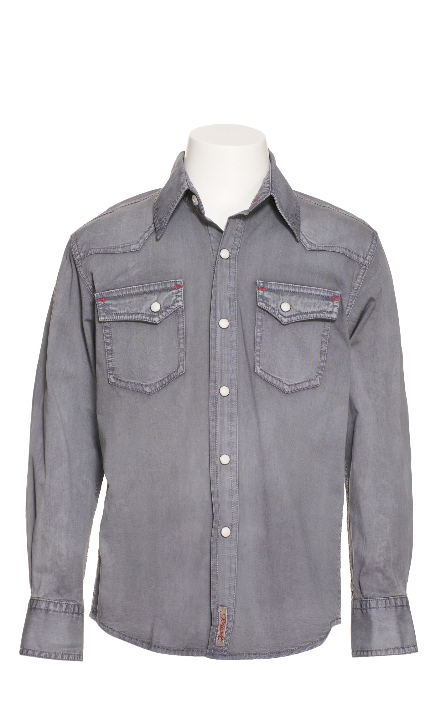 Rafter C Boys' ProFlex45 Washed Gray Long Sleeve Stretch Western Shirt - Image 1