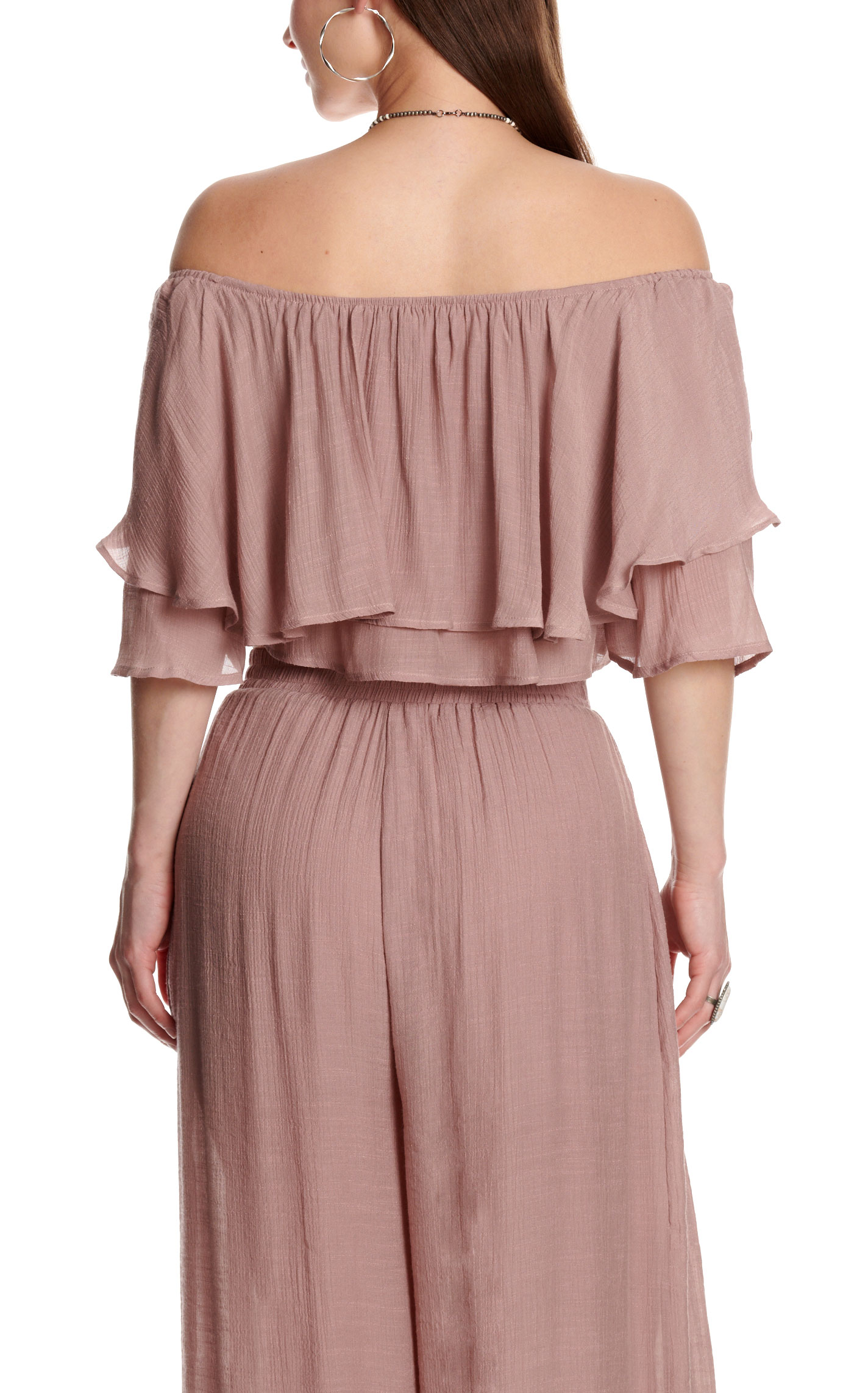 HYFVE Women's Mauve Off The Shoulder Cropped Top - Image 2
