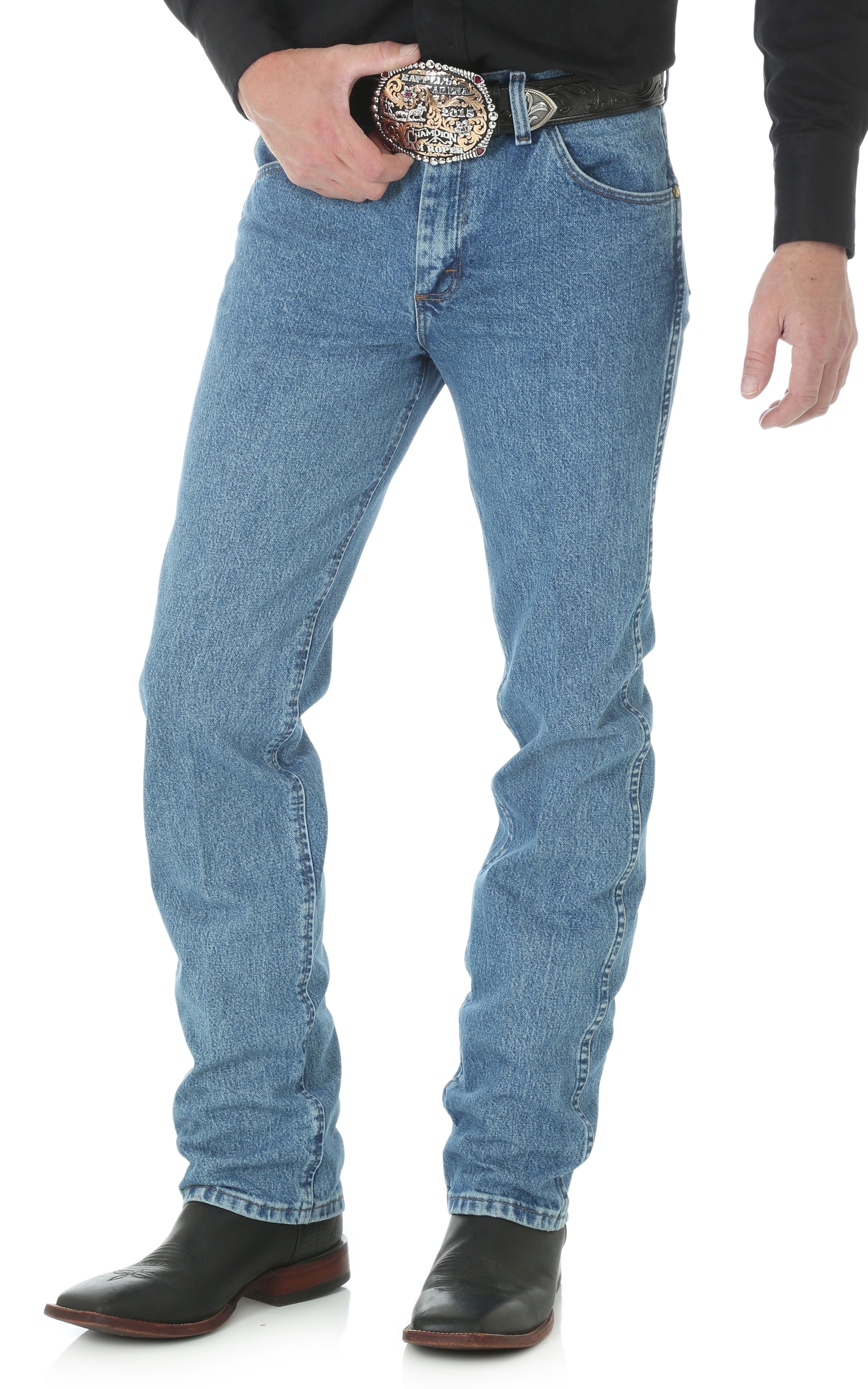 Wrangler Premium Performance Men's Light Stonewash Cowboy Cut Slim Fit Tall Jeans - Image 1