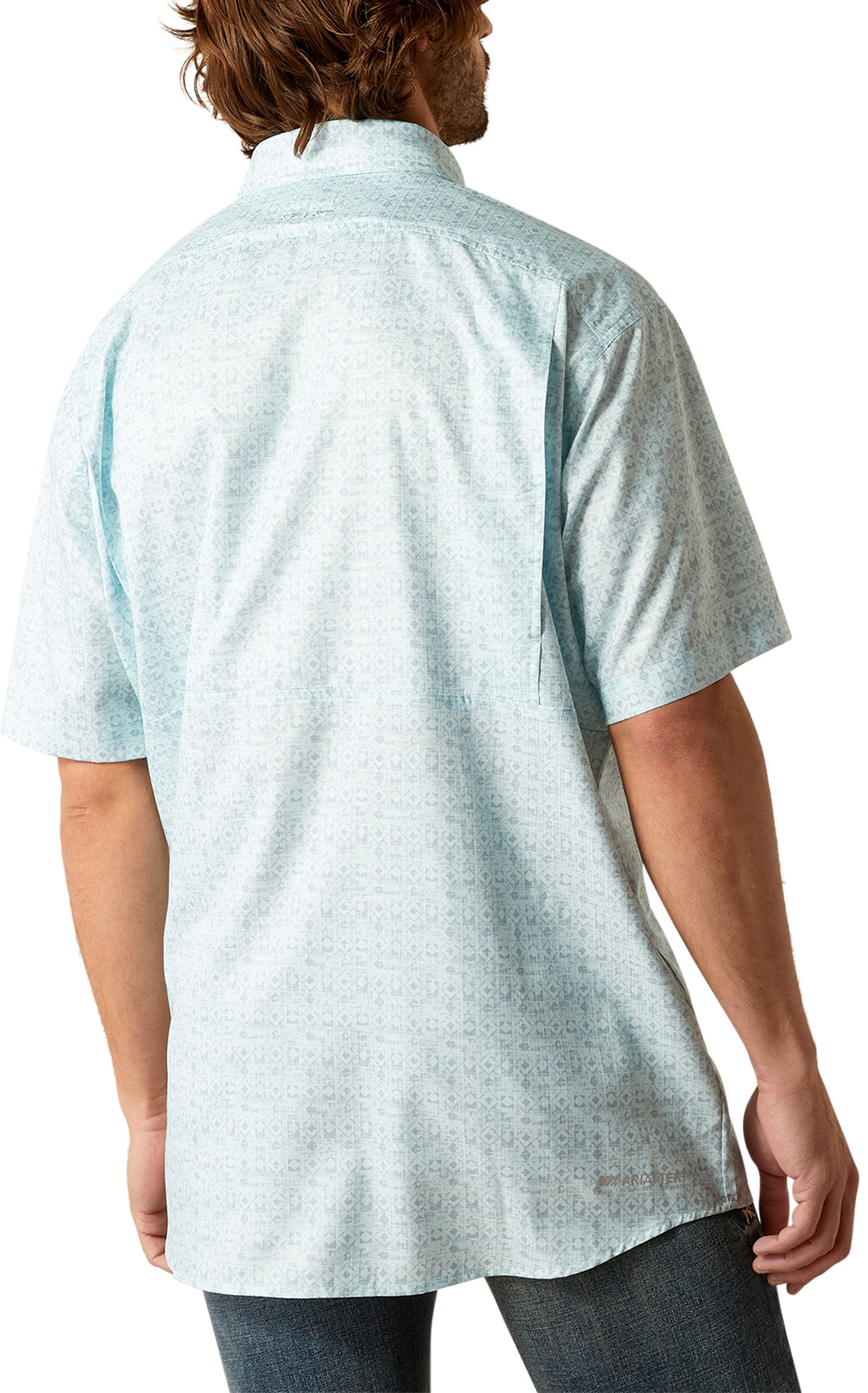 Ariat Men's VentTEK Light Sea Green Geo Short Sleeve Shirt - Image 1