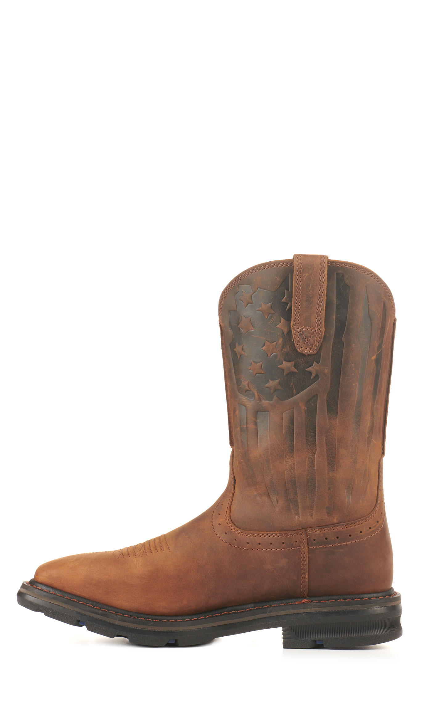 Ariat Men's Sierra Shock Shield Patriot Distressed Brown American Flag Square Toe Work Boots - Image 1