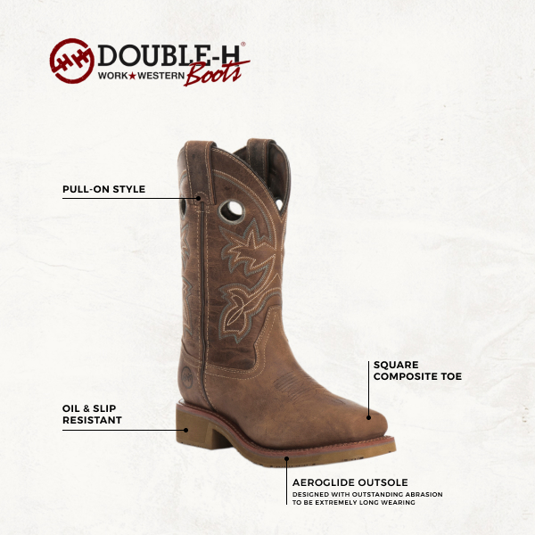 Double H Women's Haddie Chestnut Square Composite Toe Work Boot - Image 1