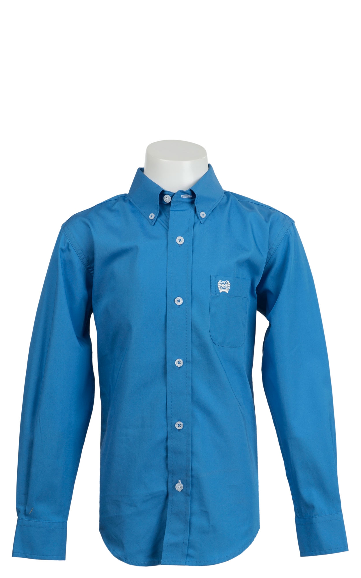 Cinch Boys' Blue Fine Weave Long Sleeve Shirt - Image 1