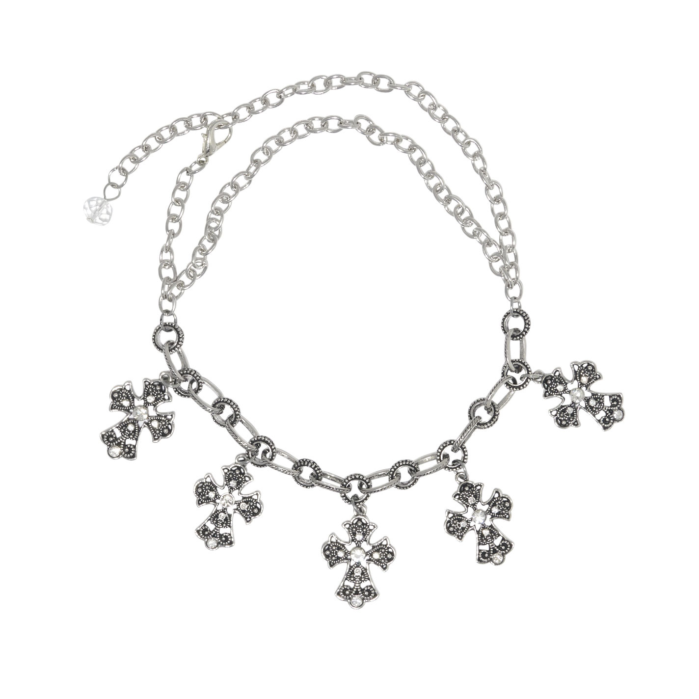 Rockin' C Silver Western Etched Gothic Crosses Boot Chain - Image 1