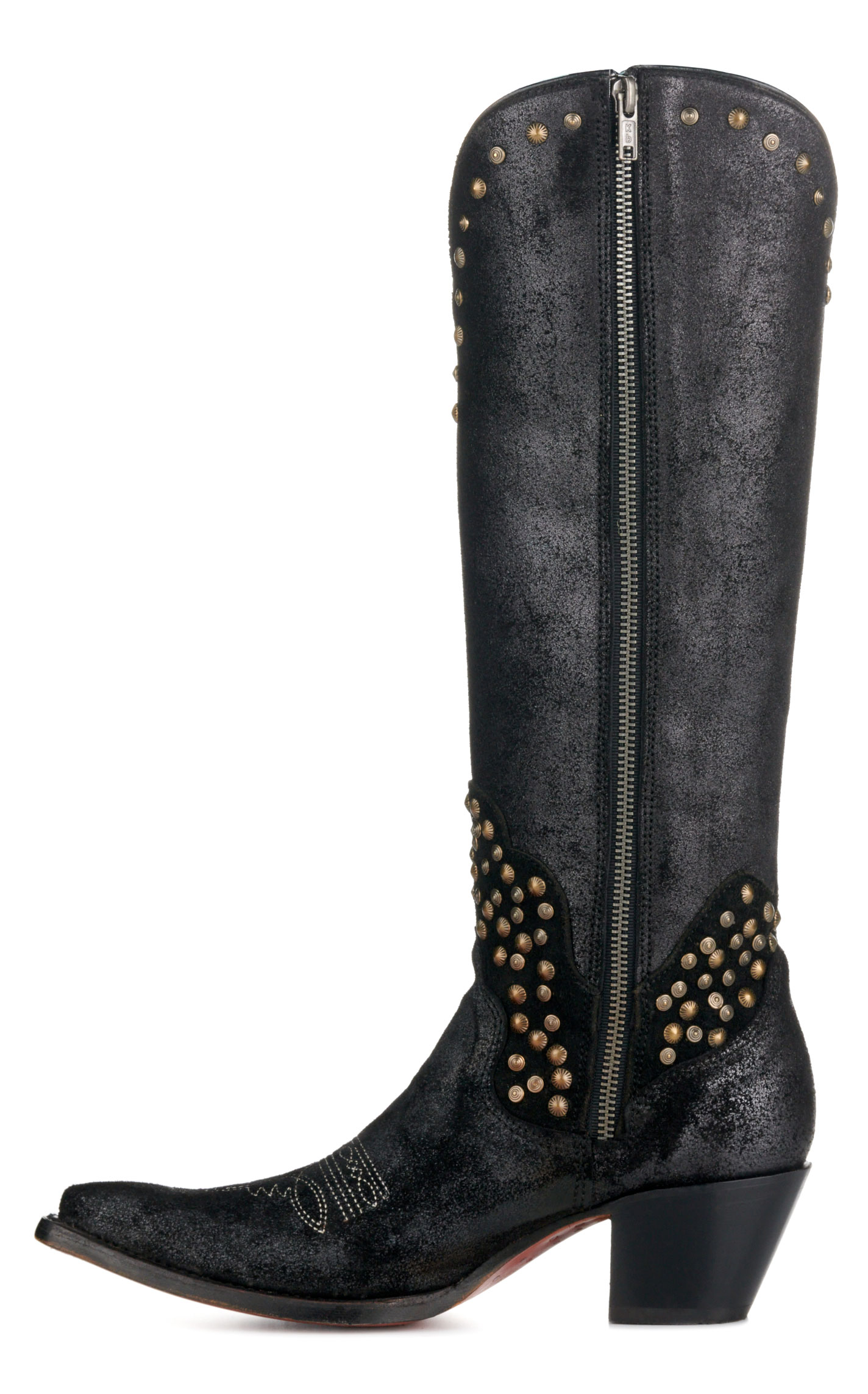 Corral Women's Black Metallized with Studs Pointed Toe Tall Cowboy Boots - Image 1