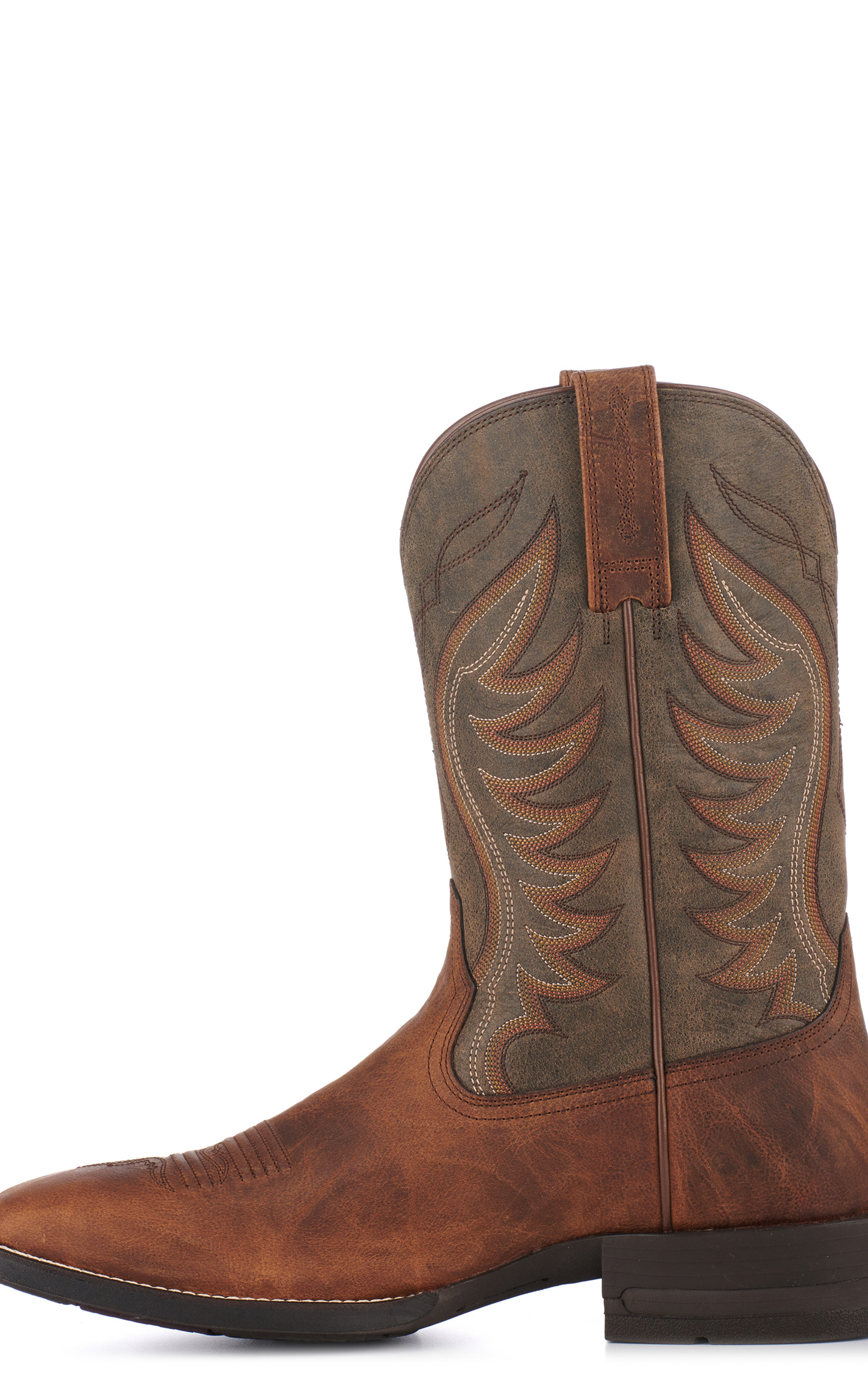 Ariat Men's Amos Sorrel Brown & Olive Wide Square Toe Cowboy Boots - Image 1
