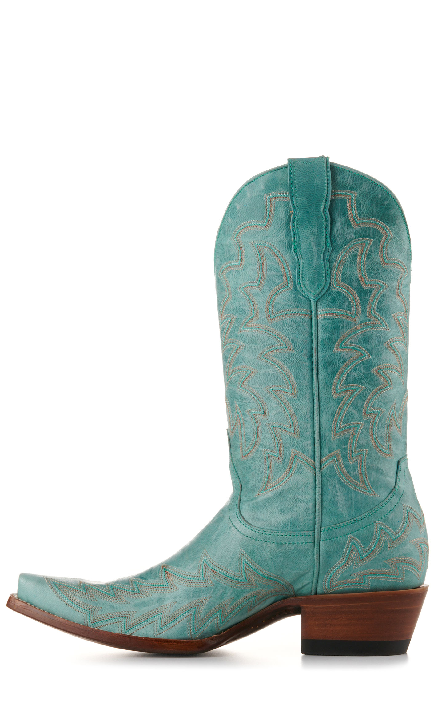 Cavender’s Women’s Turquoise Leather Snip Toe Cowboy Boots - Cavender’s  - Image 1