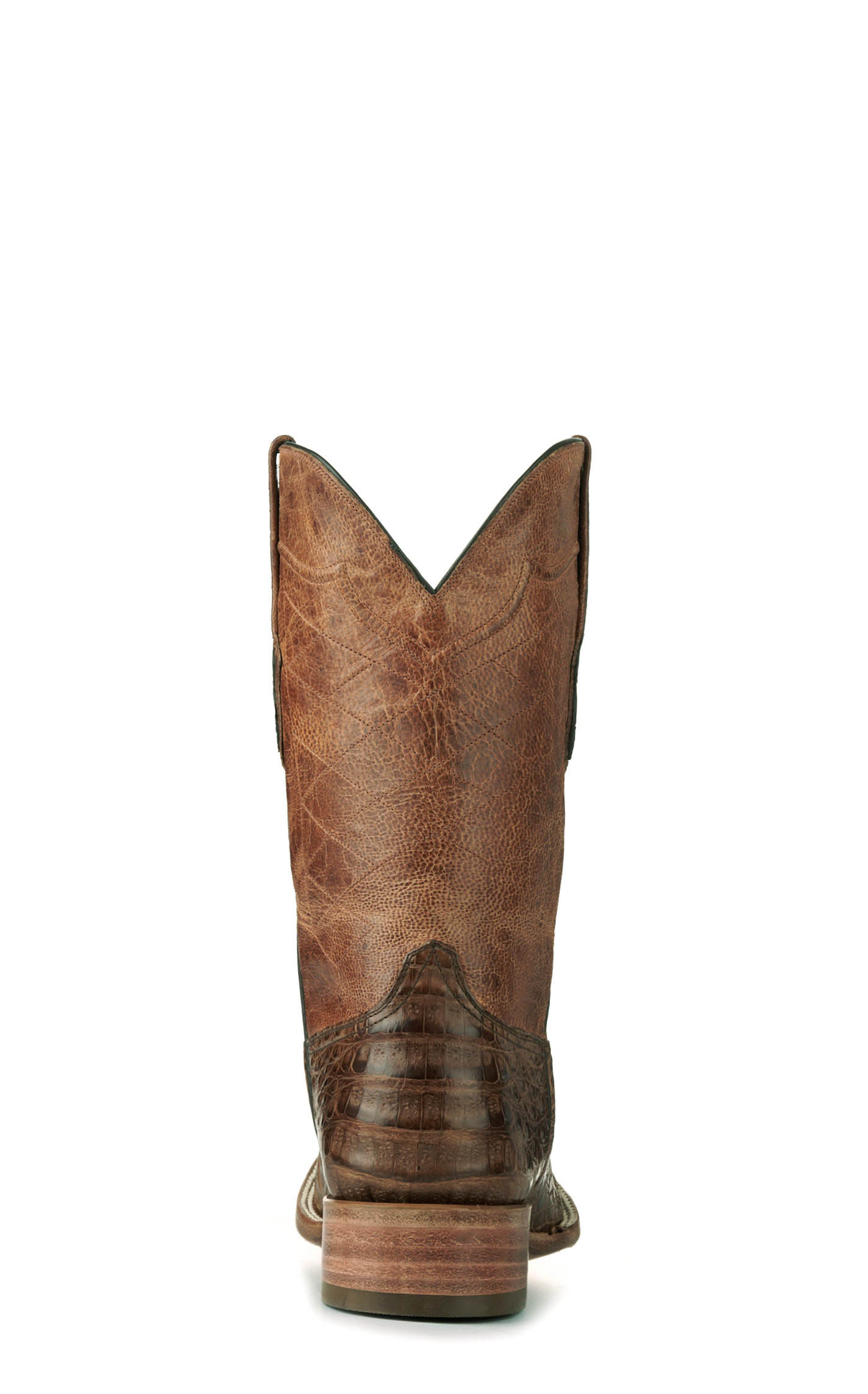Black Jack Men's Coyote Tan and Burnished Glossy Cigar Caiman Wide Square Toe Exotic Cowboy Boots - Image 1