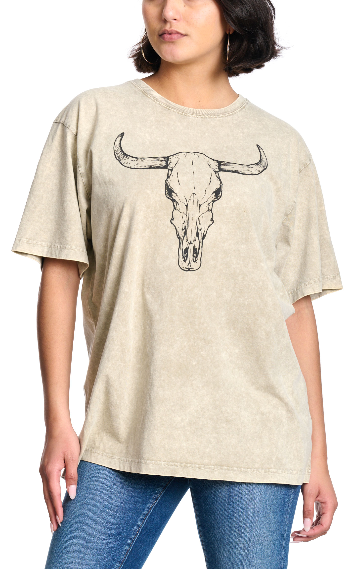 Zutter Women's Stone Steer Skull Graphic T-Shirt - Image 1